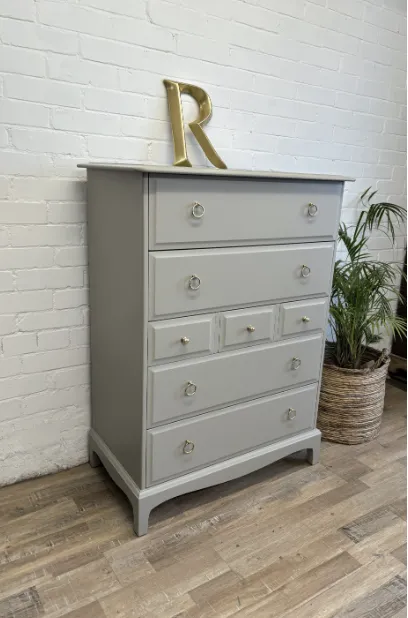 photo furniture Stag Minstrel Tallboy Chest Of Drawers Painted Greige