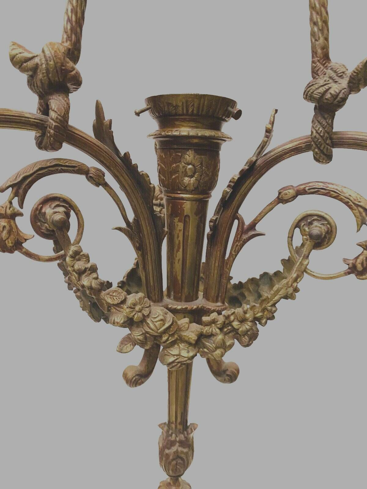 557.0 Louis XVI Style Chandelier In Bronze And Frosted Glass 20th Century photo