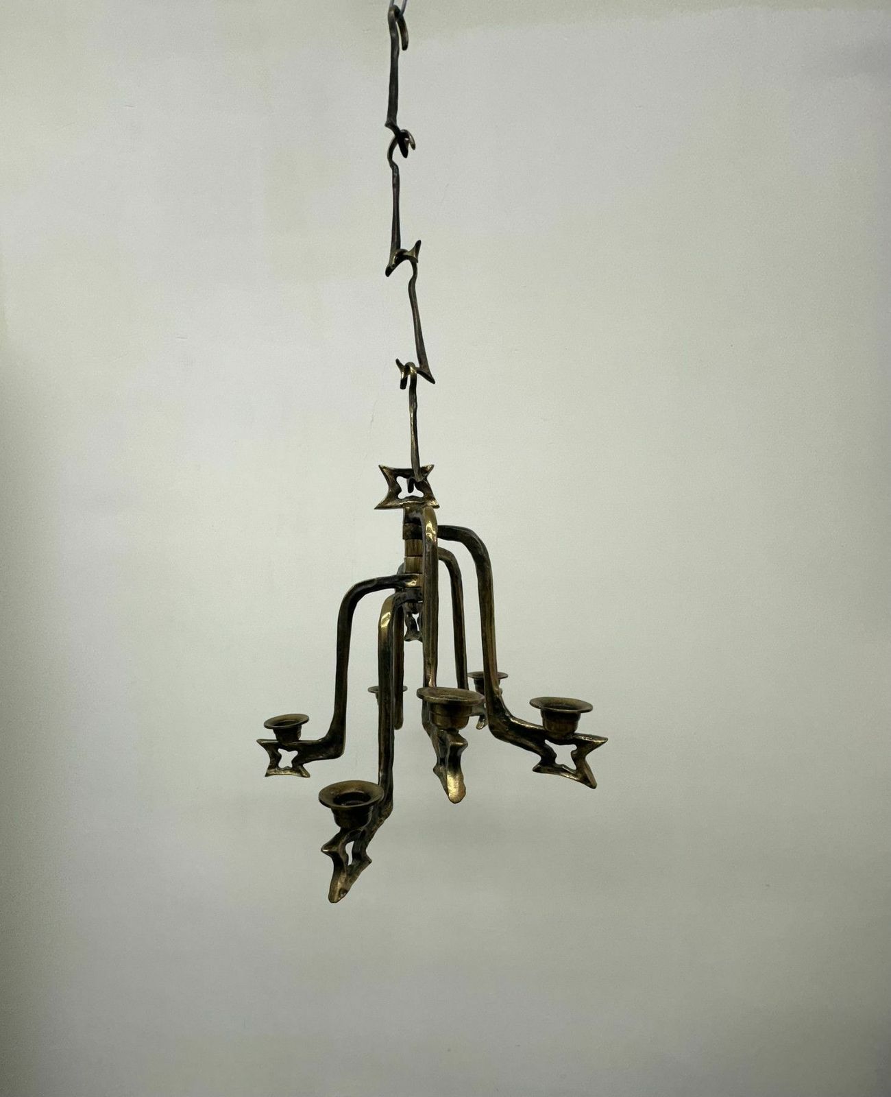 Grote Brutalistische Bronzen Hangende Kandelaar, Jaren 1970 photo 2660.0