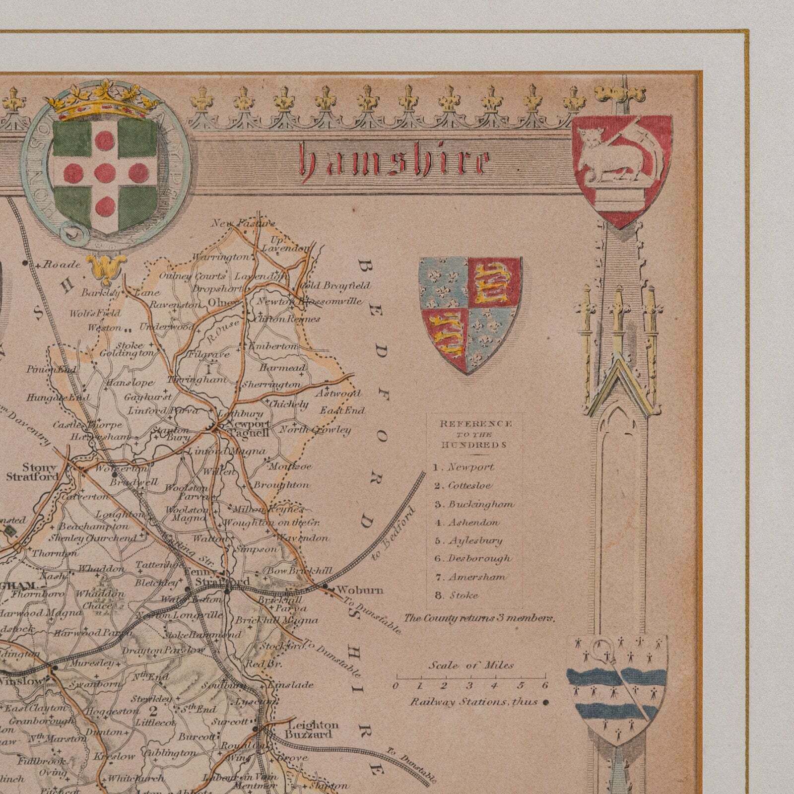 Antique Lithography Map, Buckinghamshire, English, Framed Cartography, Victorian photo buy