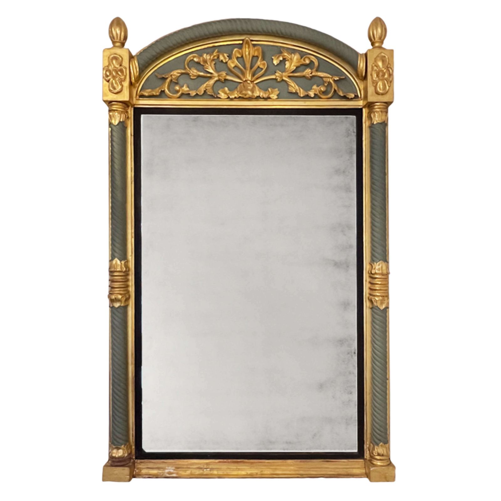 Swedish 19th Century Giltwood Mirror With Refreshed Green Paint