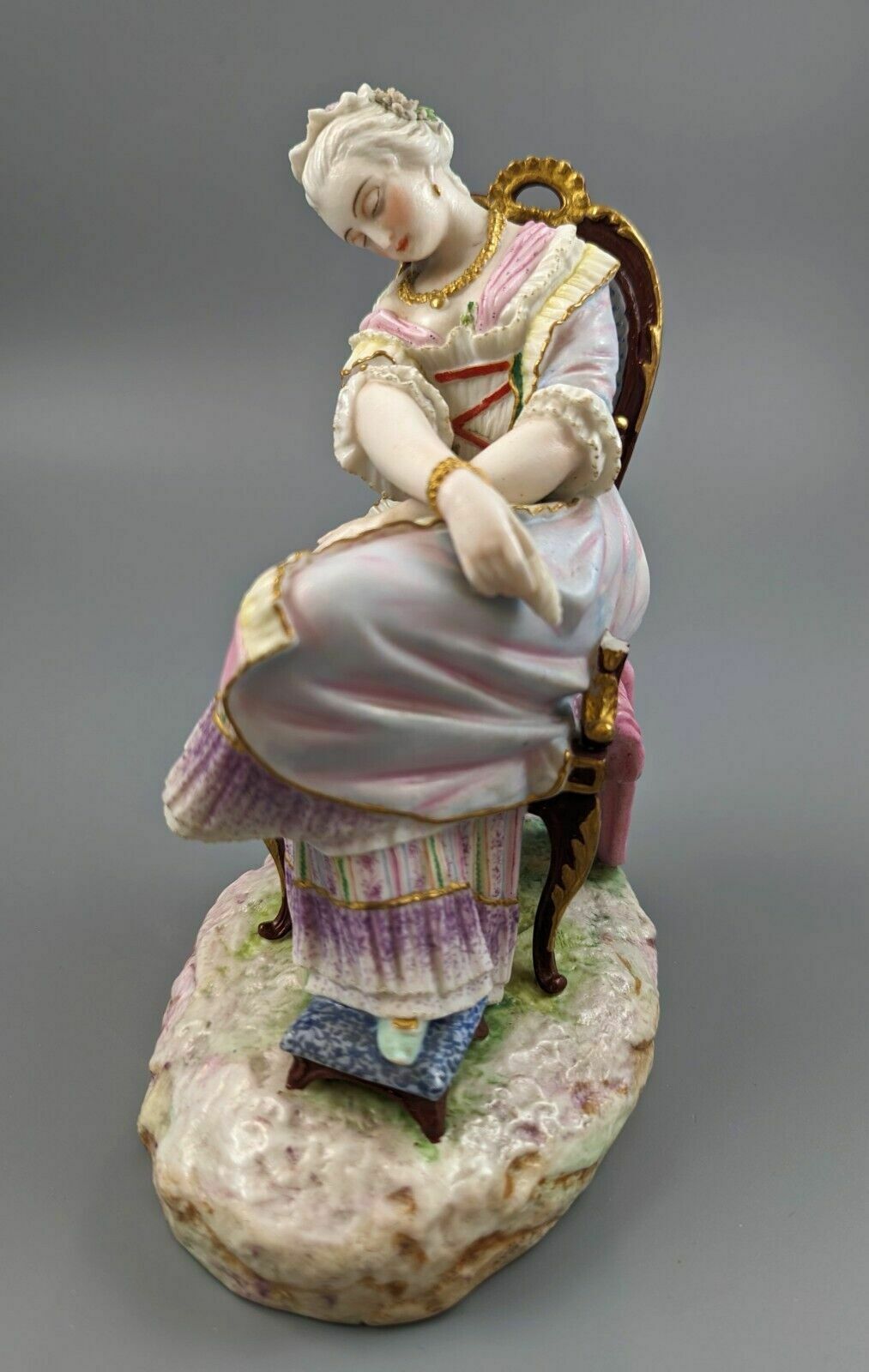 A 19th Century Vion Et Baury Paris Biscuit Porcelain Figurine Of A Lady Sleeping photo vintage