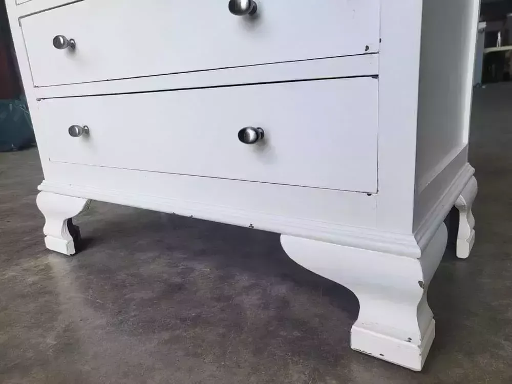 20thc White Small Chest Of Drawers 4 Drawers Bracket Feet Bedroom photo furniture