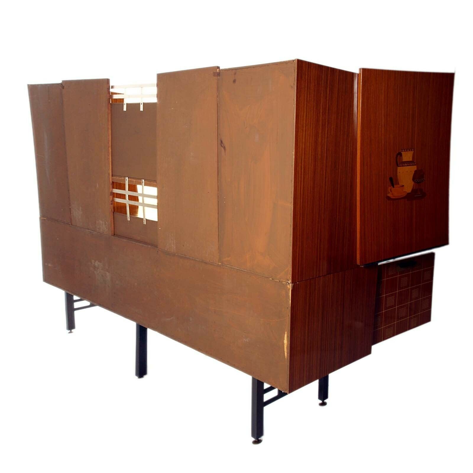 1960s Sideboard La Permanente Mobili Cantù In Veneered Rosewood With Maple Inlay photo vintage