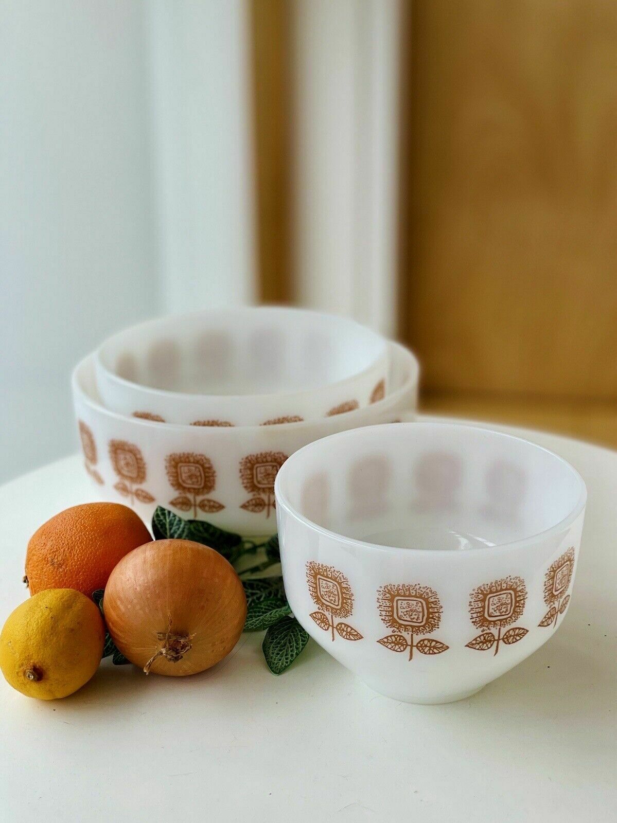 3 Vintage Federal Connoisseur Sunflower Mixing Bowls From The 1960s. photo Home Decor