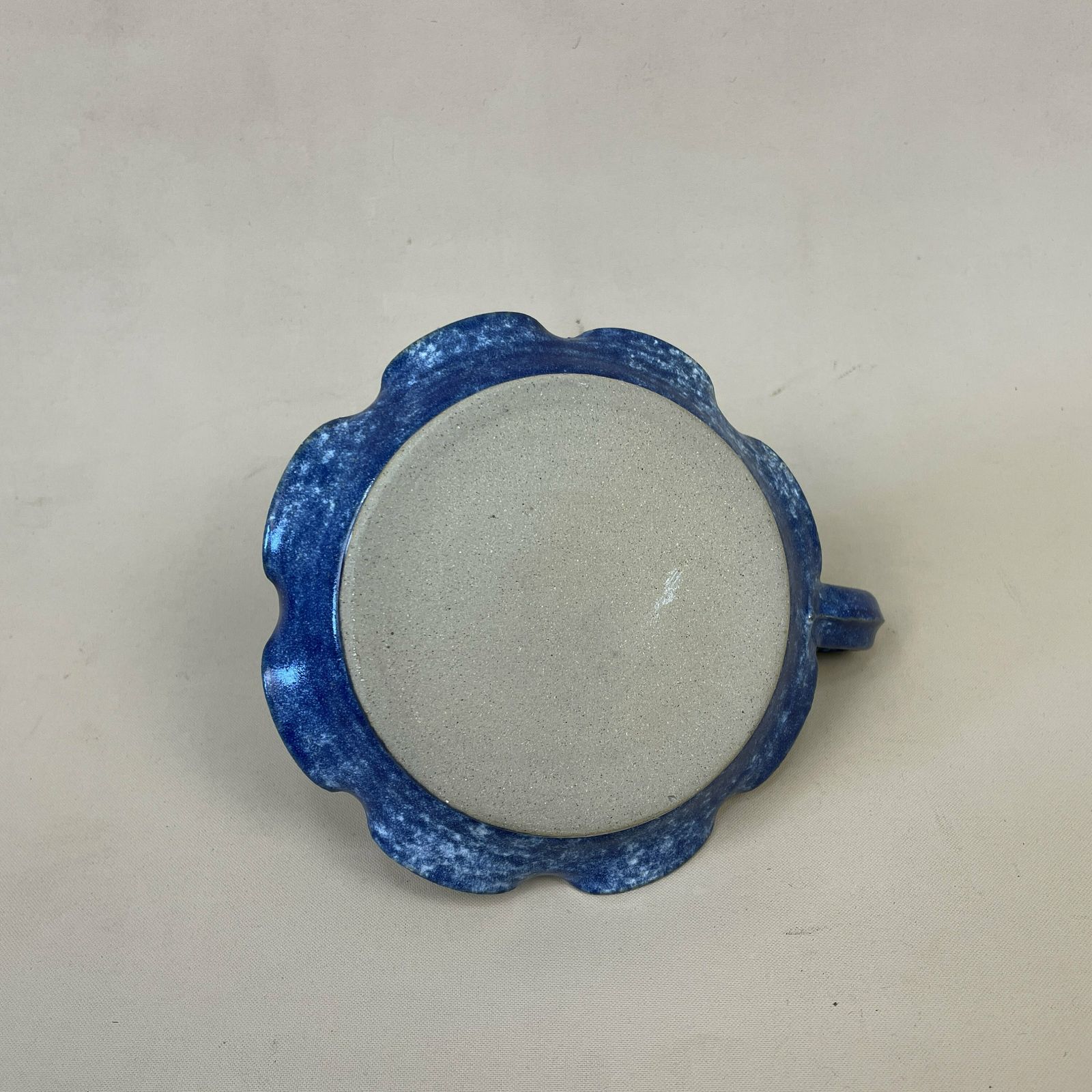 Antique Ceramic Candlestick Chamber Candle Stick Painted Base Vintage Round Handle Taper Dinner Blue Handmade Studio Pottery photo buy