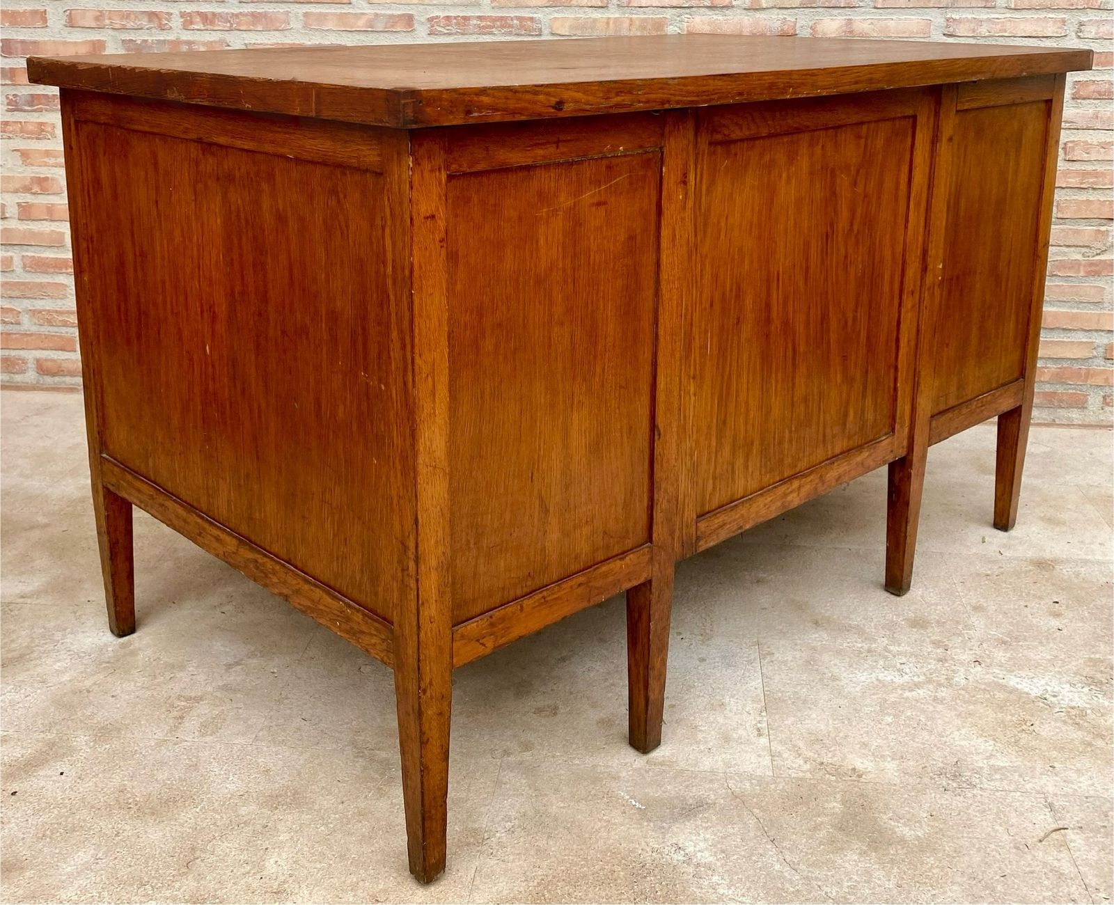 Vintage Oak Desk With Seven Drawers, 1940s photo vinterior