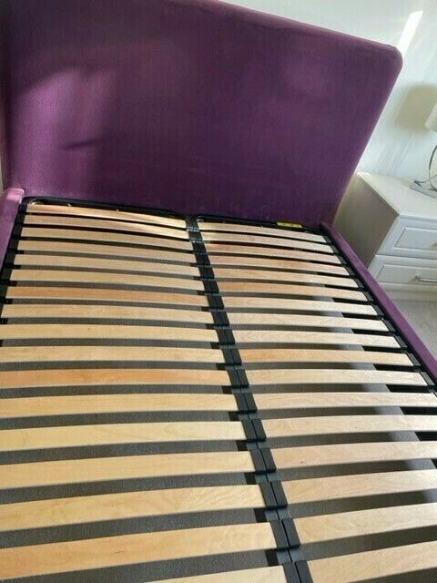 Loaf King Size 'Cookie' Bed In 'Drenched Damsons (Purple) Luxurious Clever Velvet photo vinterior