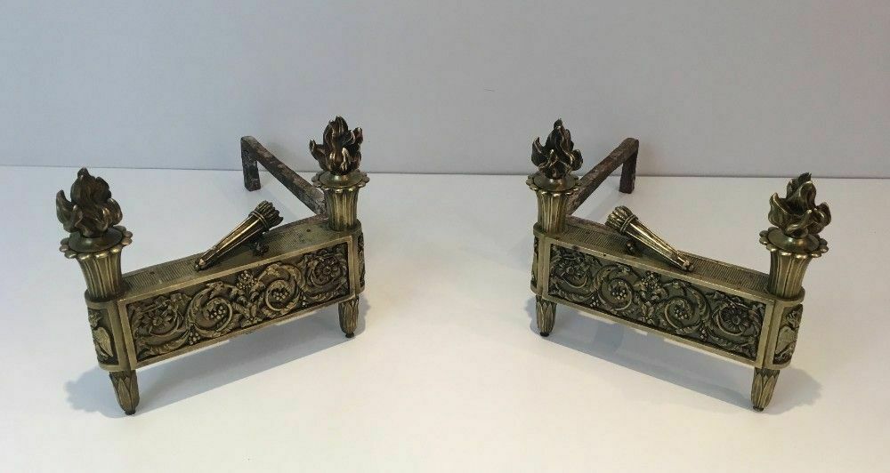 photo furniture Pair Of Empire Period Bronze Andirons
