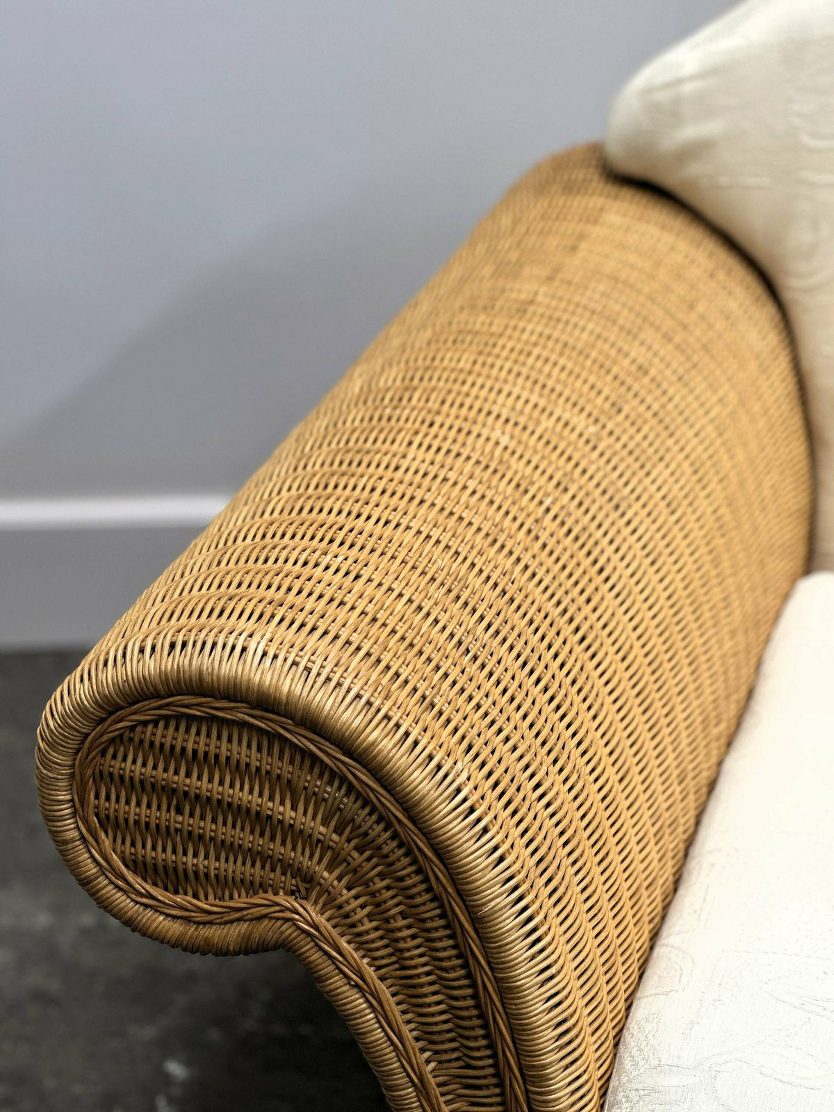 Xxl Vintage Shell Back Rattan Armchair, France 1980s. photo buy