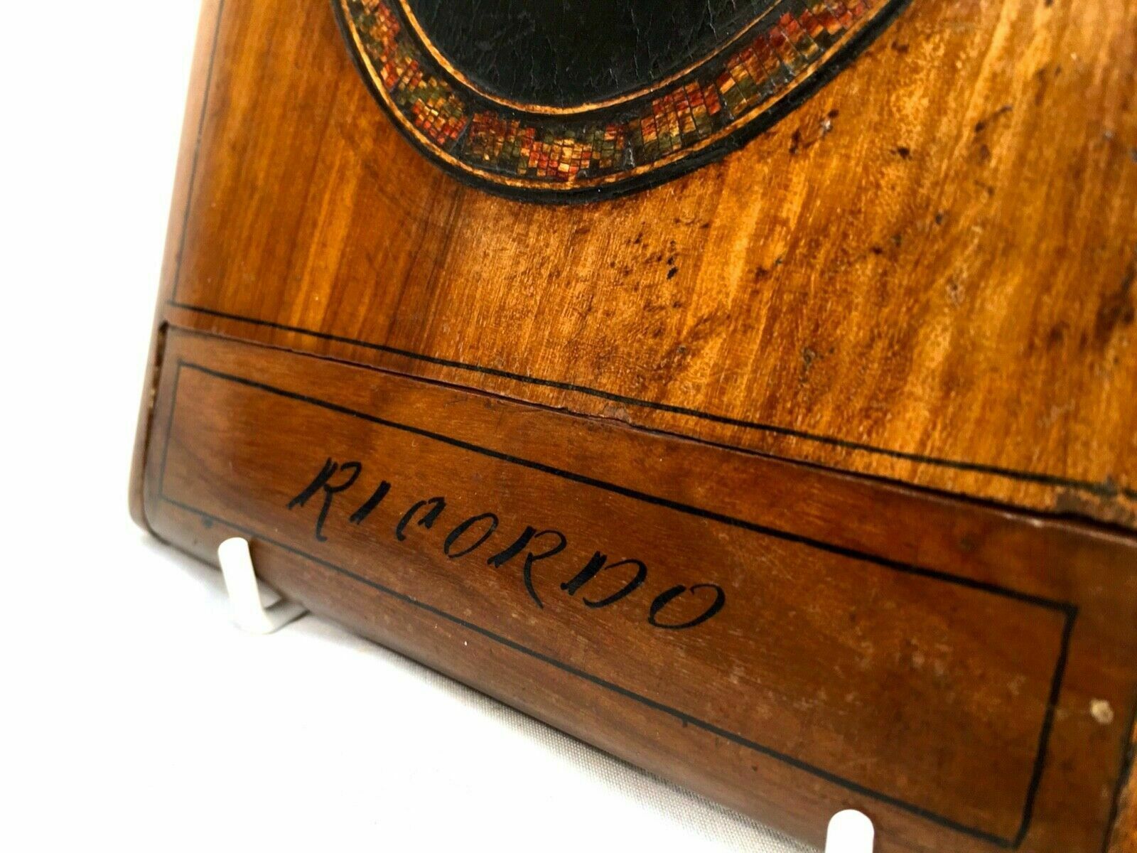 Antique Wooden Olive Wood Sorento Ware Travel Mirror / Italian C.1900 photo for sale