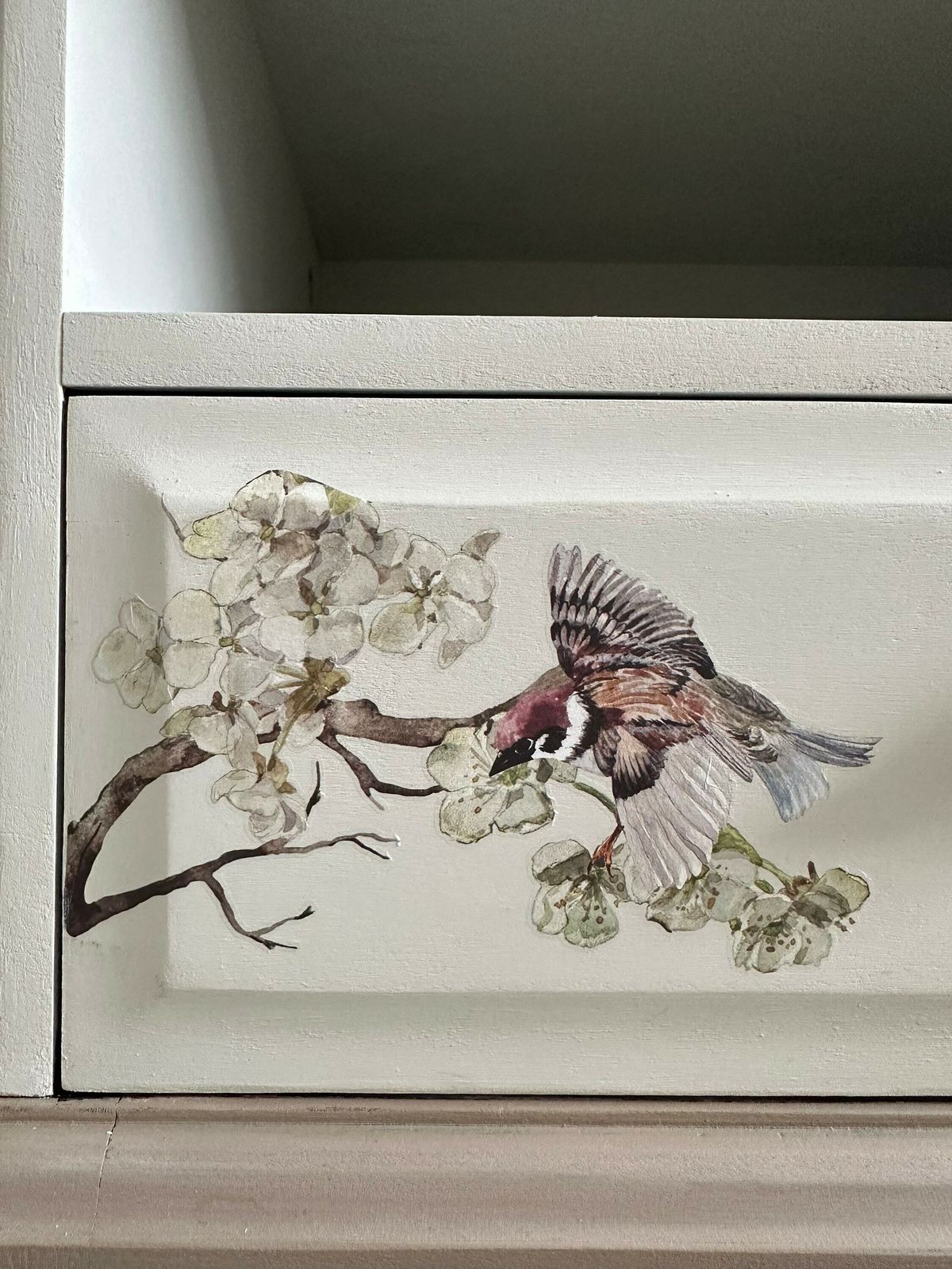 Set Of Bird Design Bedside Cabinets, Bedside Tables, Grey Cabinets, Hand Painted Drawers, Bedside Drawers, Stag Drawers, Upcycled photo buy