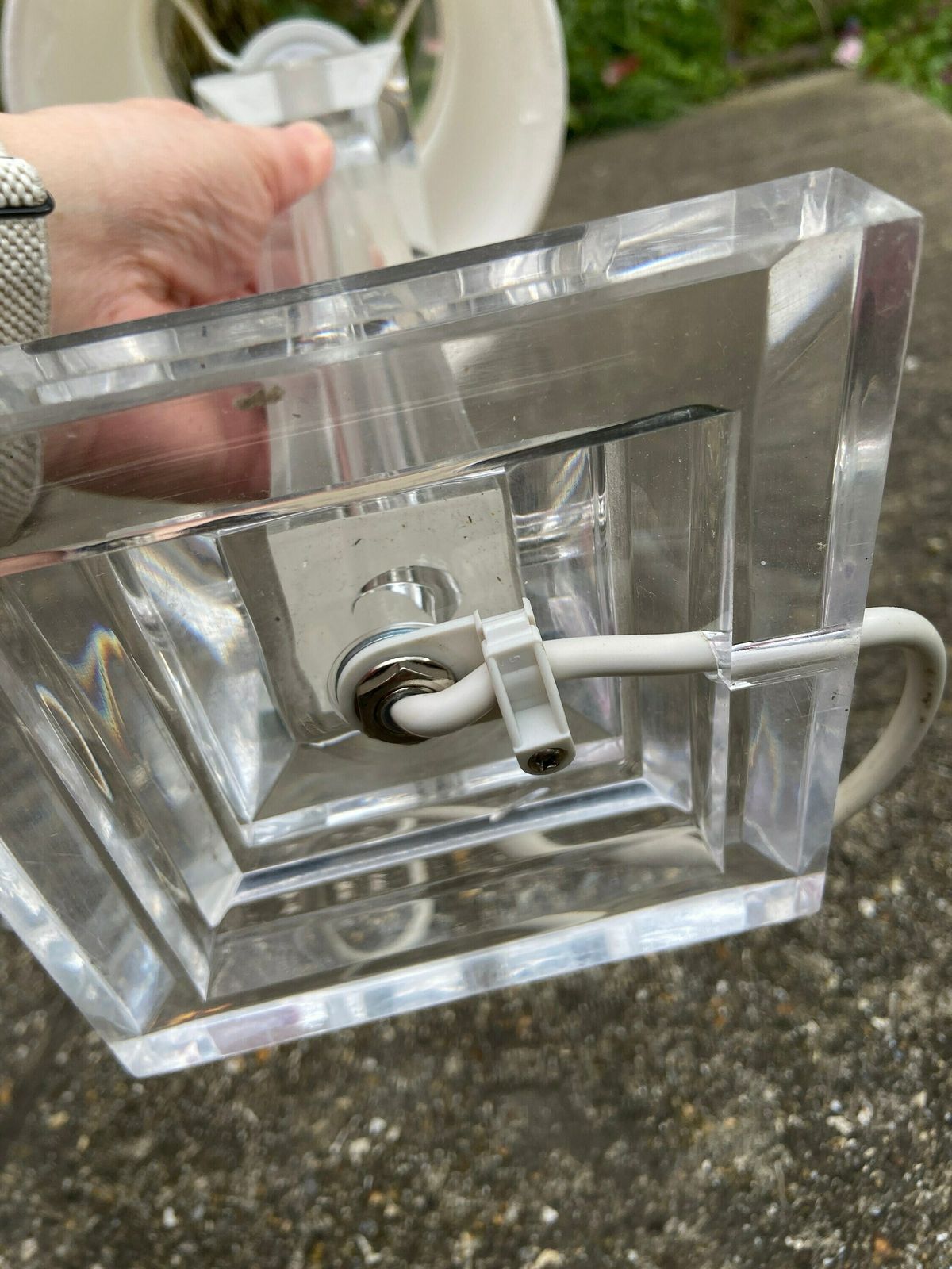 Vintage Geometric Cubic Perspex Lamp With New Shade   Working Condition photo vinterior
