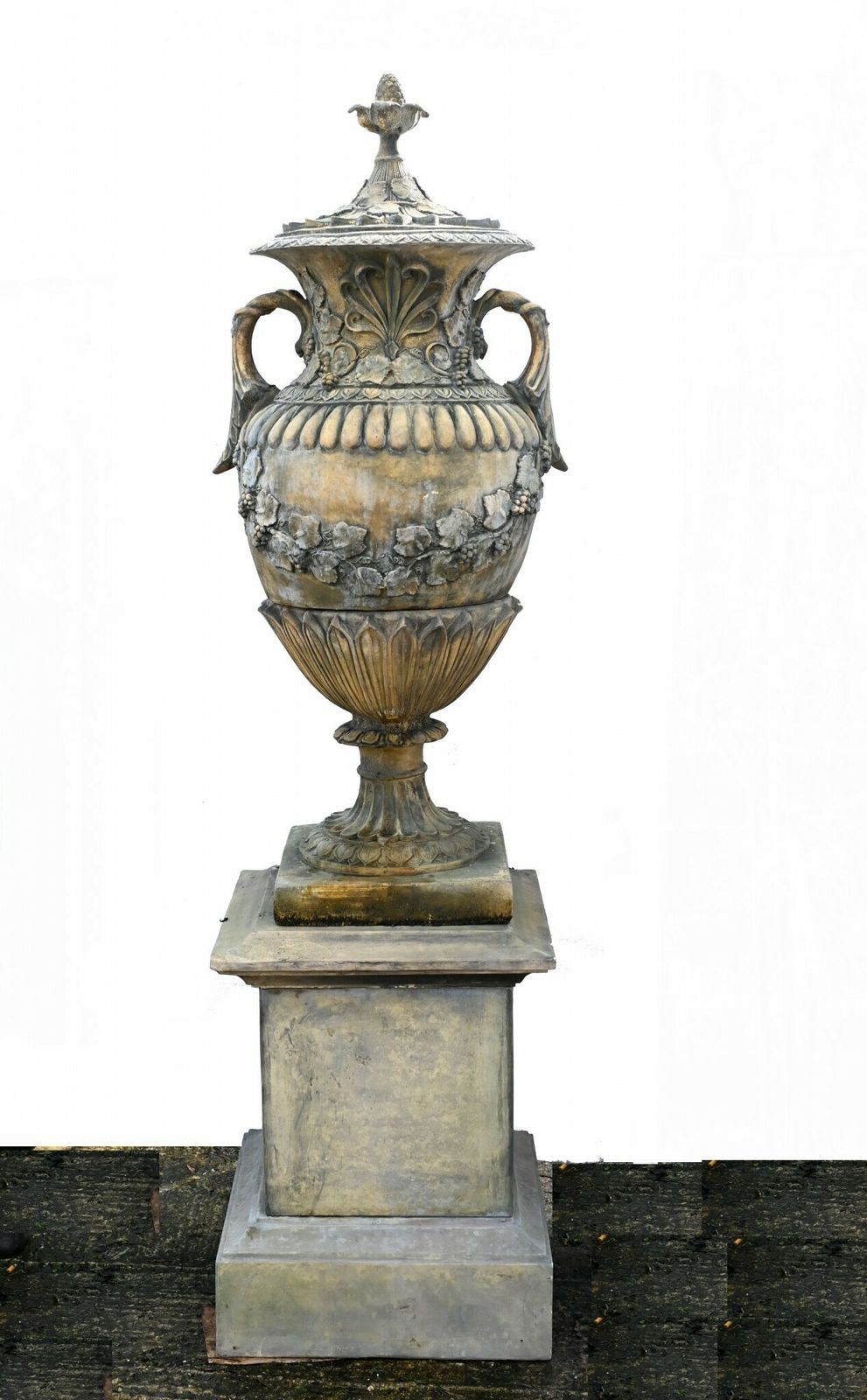 Pair Stone Garden Urns Classical Amphora English Garden Vase photo furniture