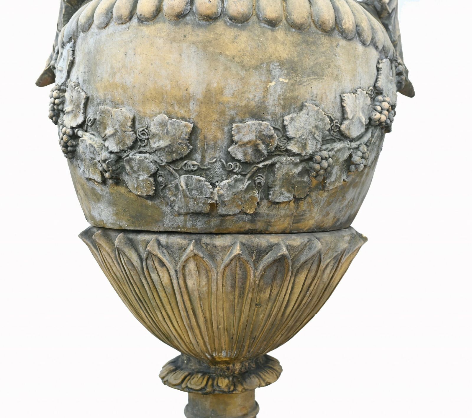 Pair Stone Garden Urns Classical Amphora English Garden Vase photo vintage