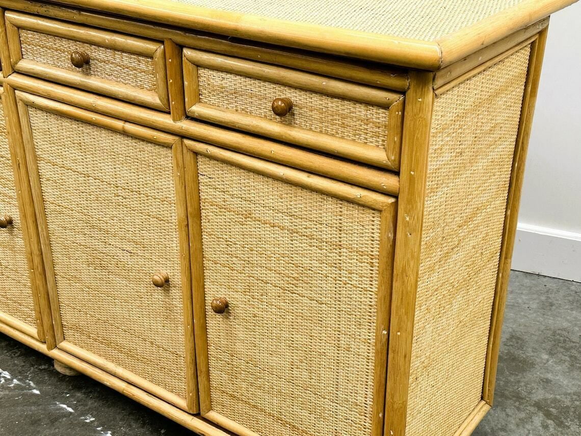 Naturel Vintage Bamboe En Rotan Dressoir Italië Jaren 1970 photo Meubels