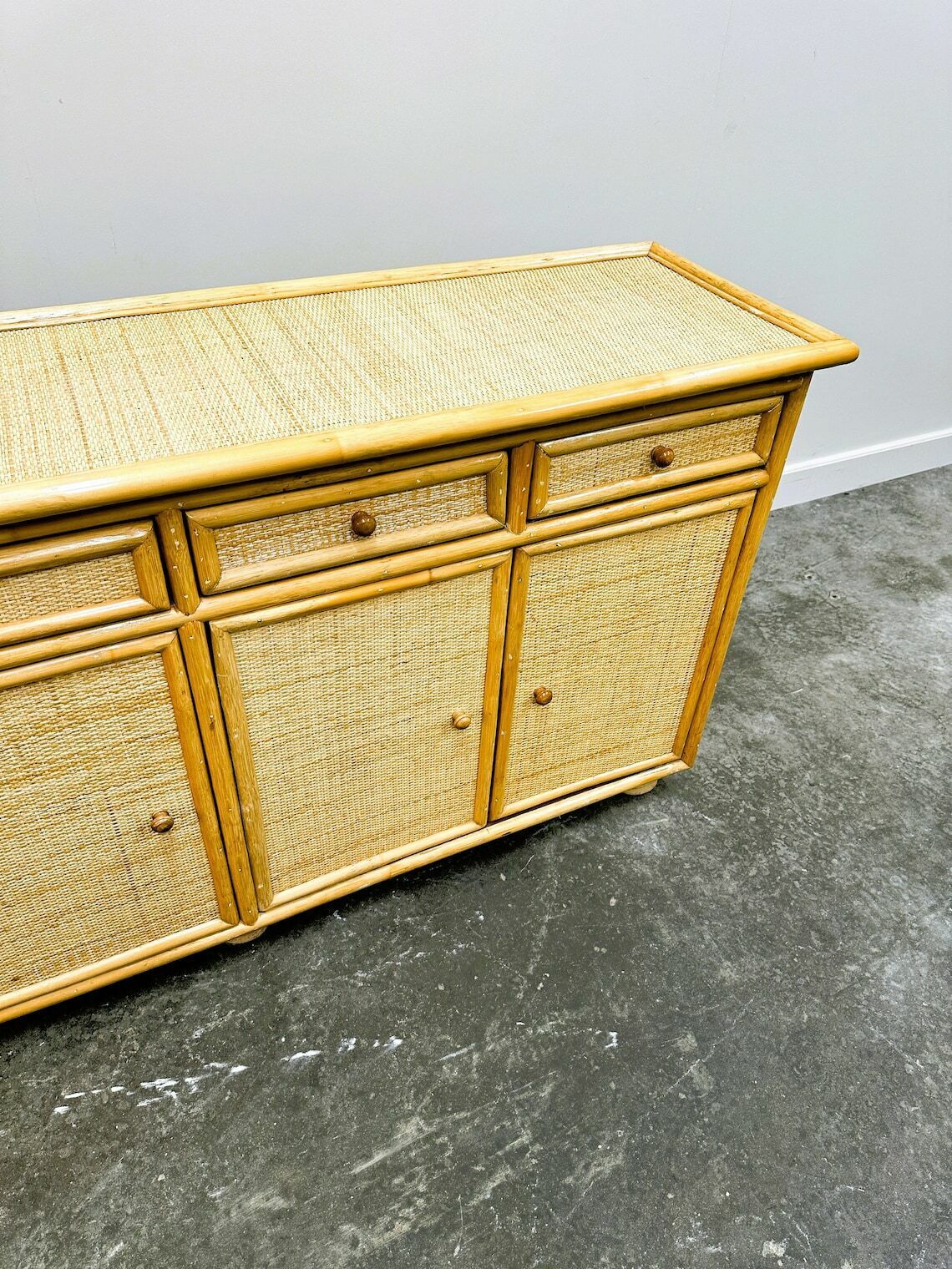 Naturel Vintage Bamboe En Rotan Dressoir Italië Jaren 1970 photo vinterior