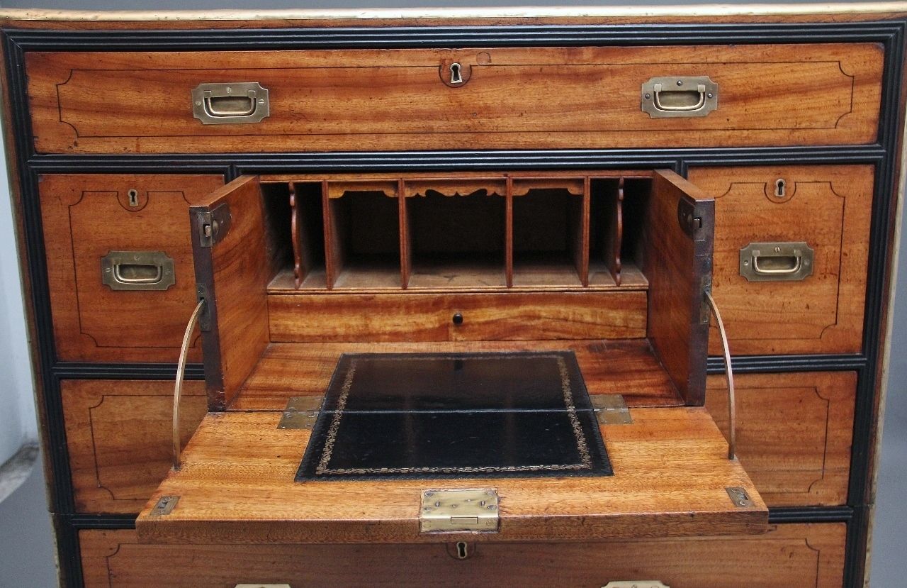 19th Century Camphor Wood Secretaire Military Chest photo for sale