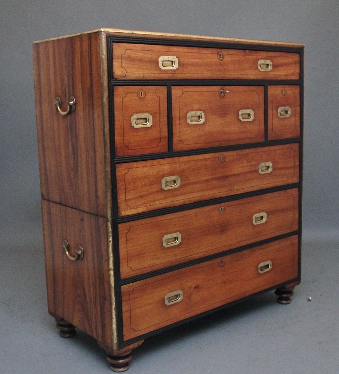 19th Century Camphor Wood Secretaire Military Chest photo vintage