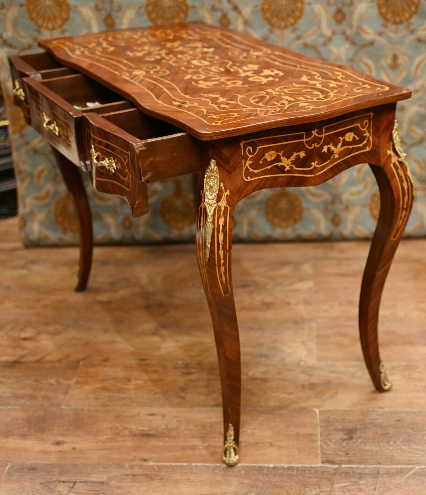 French Writing Desk Louis XVI Bureau Plat Inlay photo Furniture
