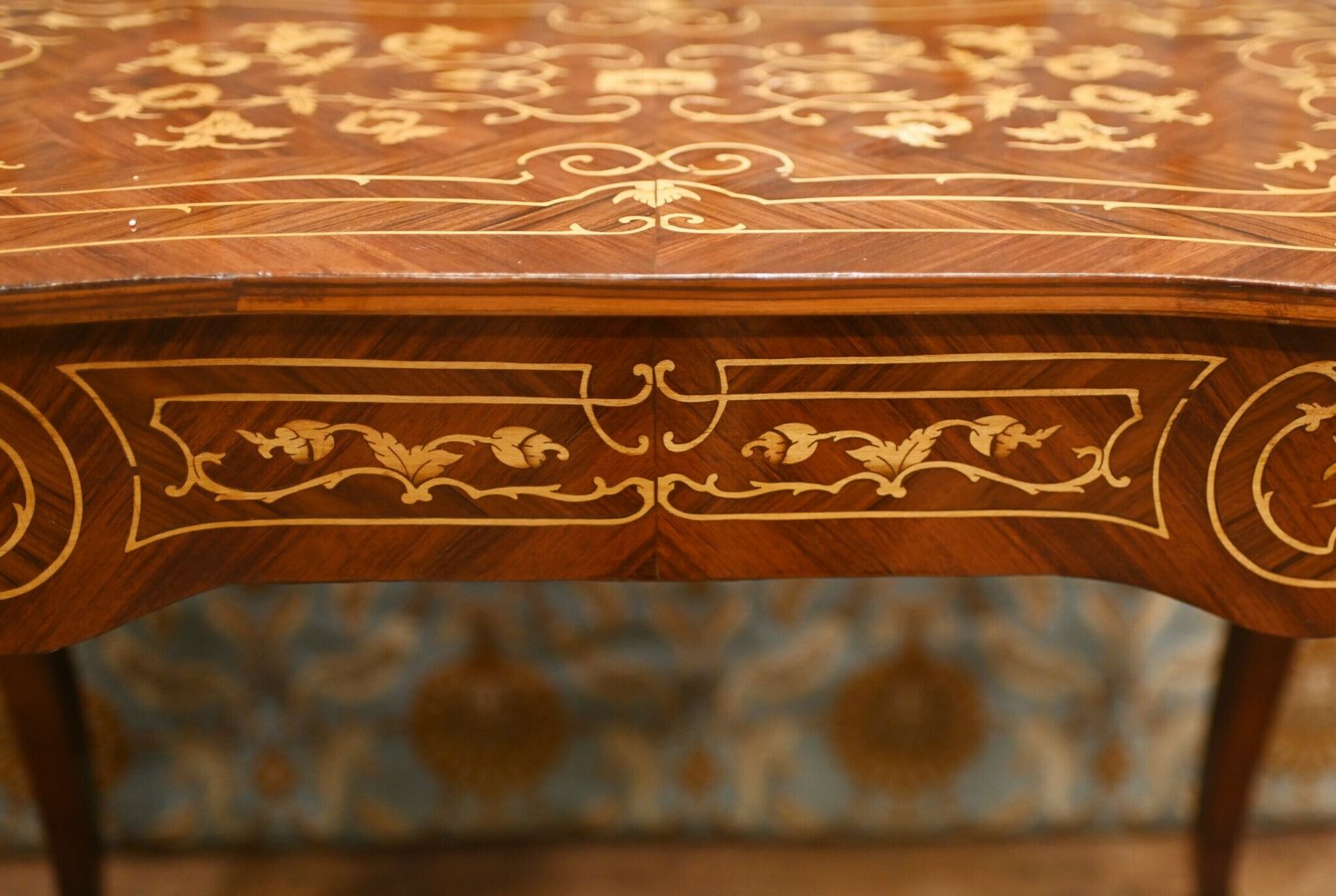 French Writing Desk Louis XVI Bureau Plat Inlay photo vintage