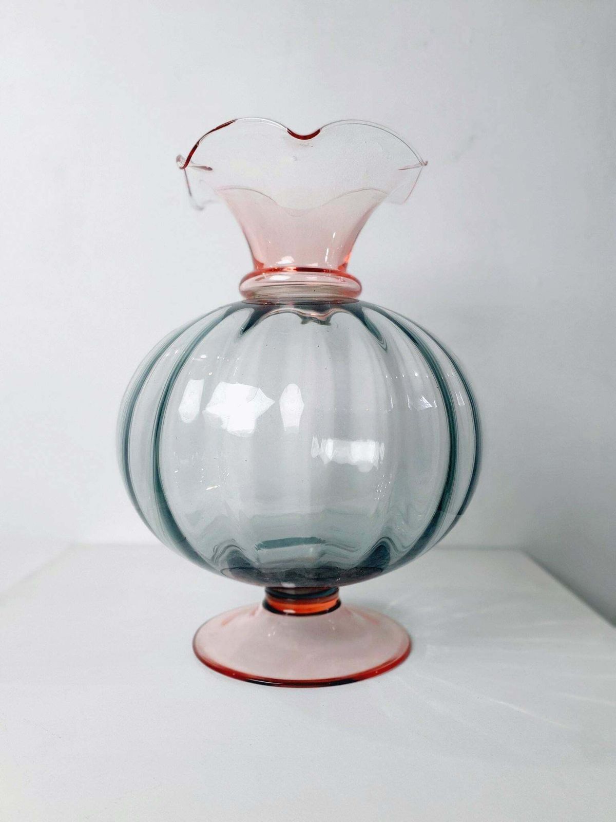 Large Pink And Gray Murano Glass Vase photo furniture