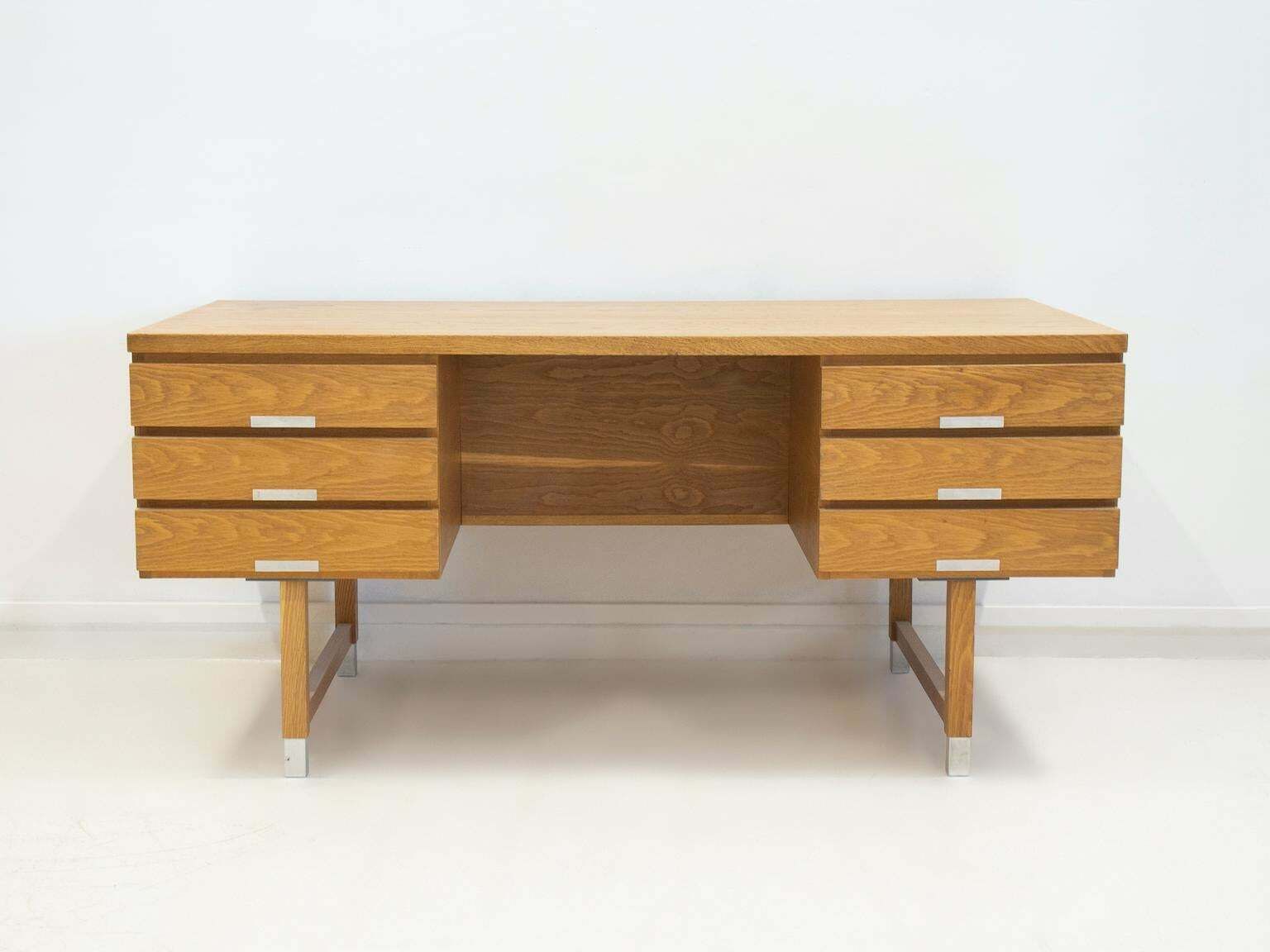 Oak Writing Desk With Aluminum Details Attributed To Kai Kristiansen photo furniture