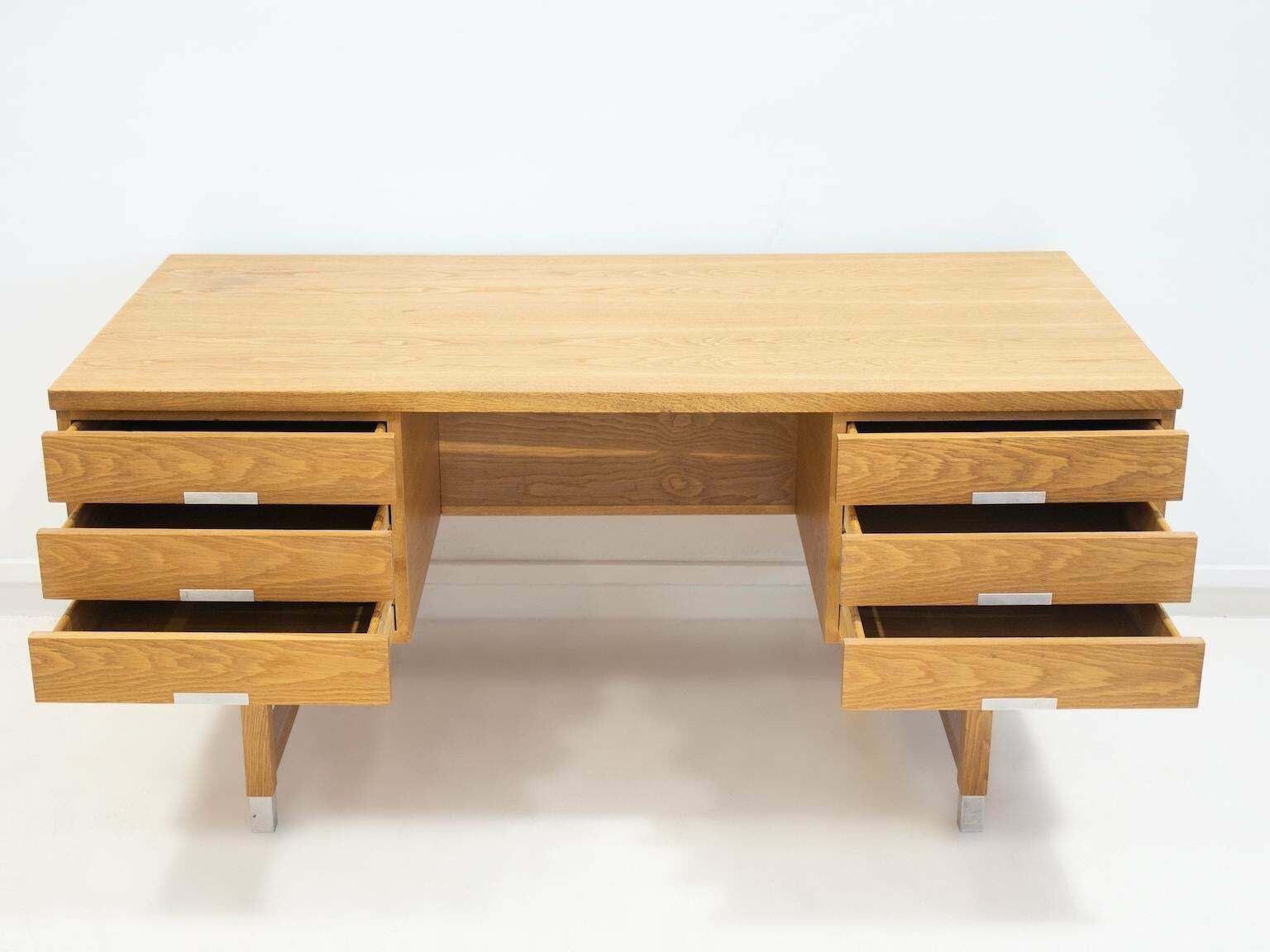 Oak Writing Desk With Aluminum Details Attributed To Kai Kristiansen photo Furniture
