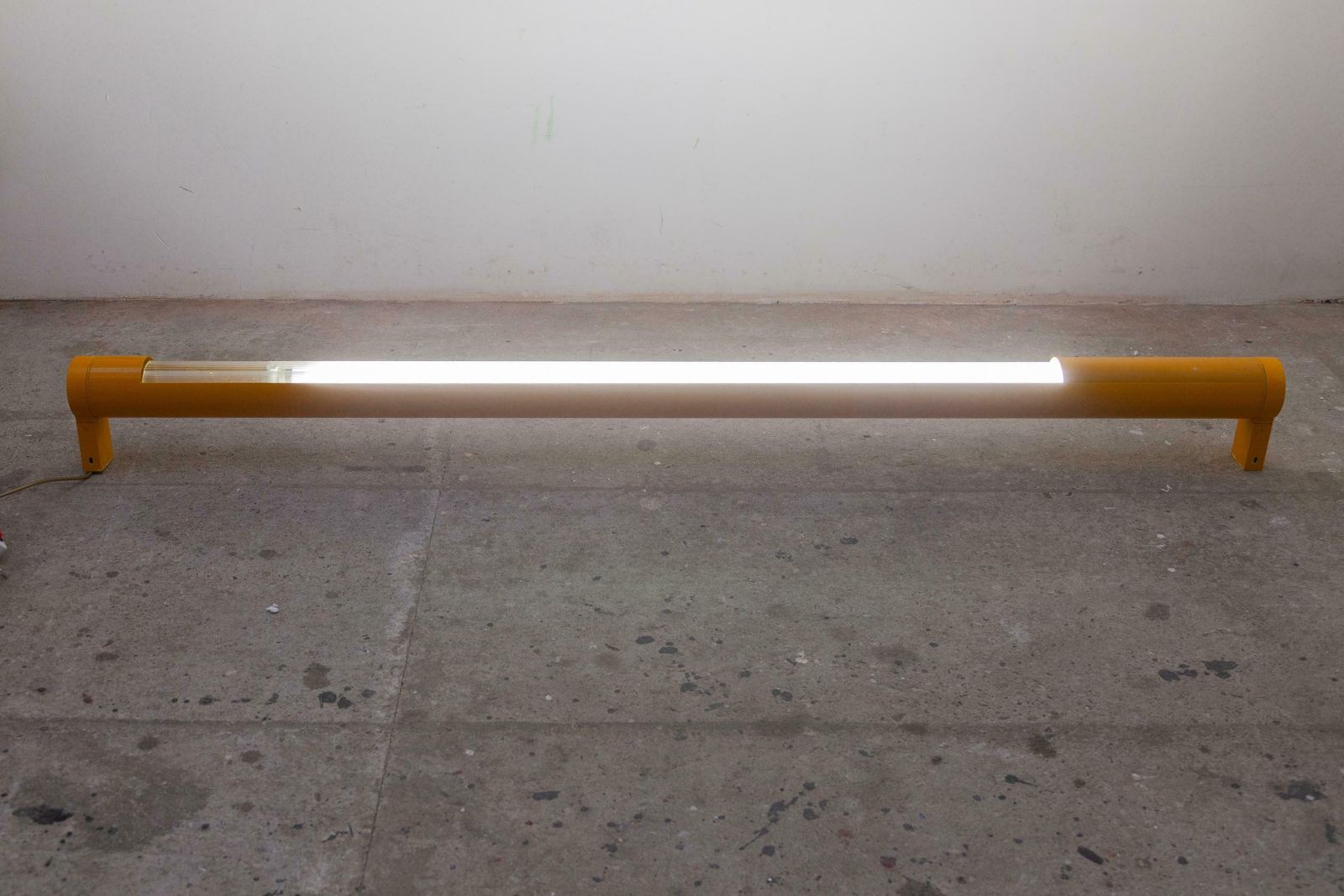 Yellow Metal And Fluorescent Tube Wall Lamp, 1970s, Germany photo vintage