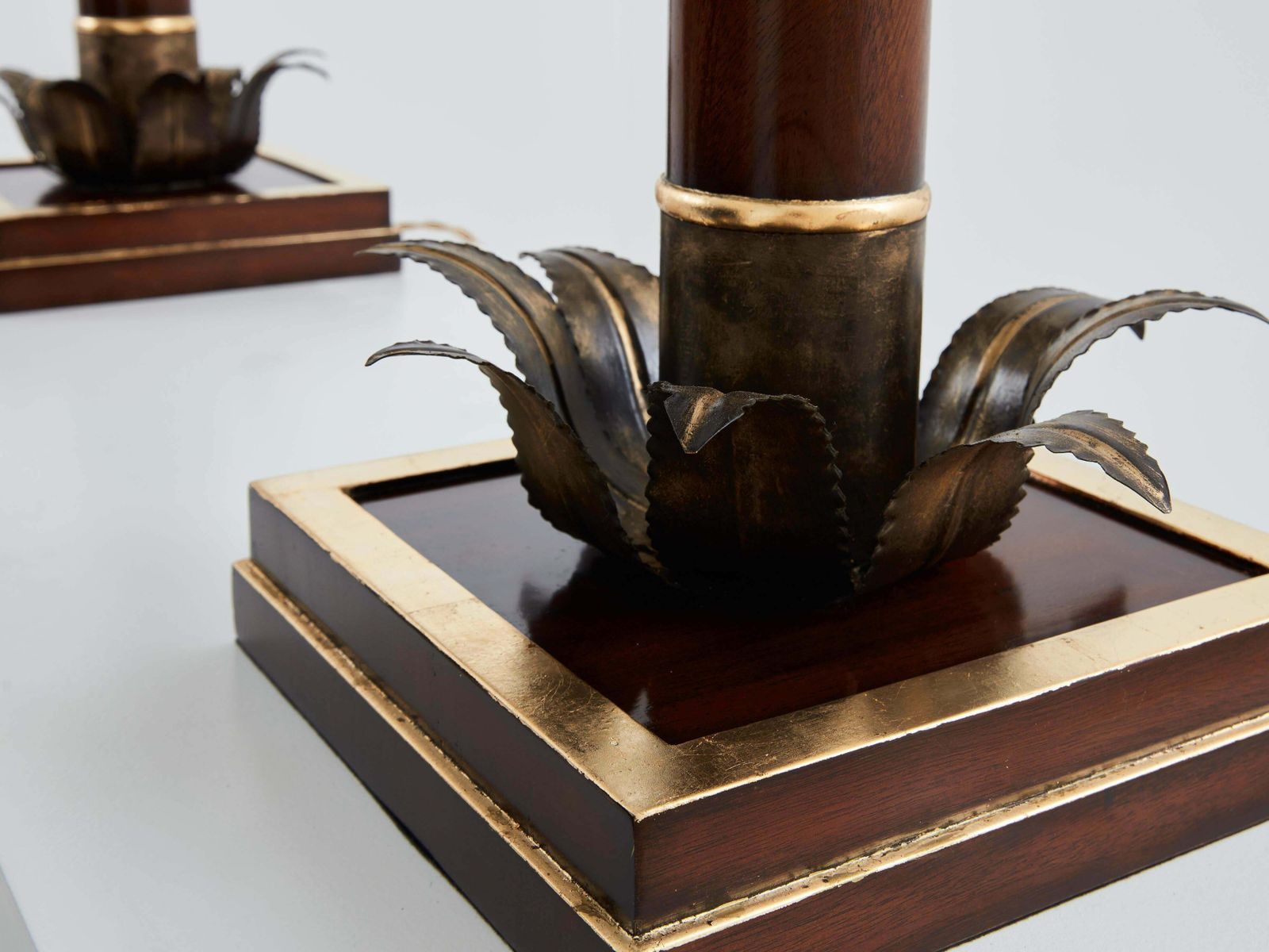 Maison Jansen Early Palm Tree Lamps Mahogany Bronze 1960 photo 21124.0