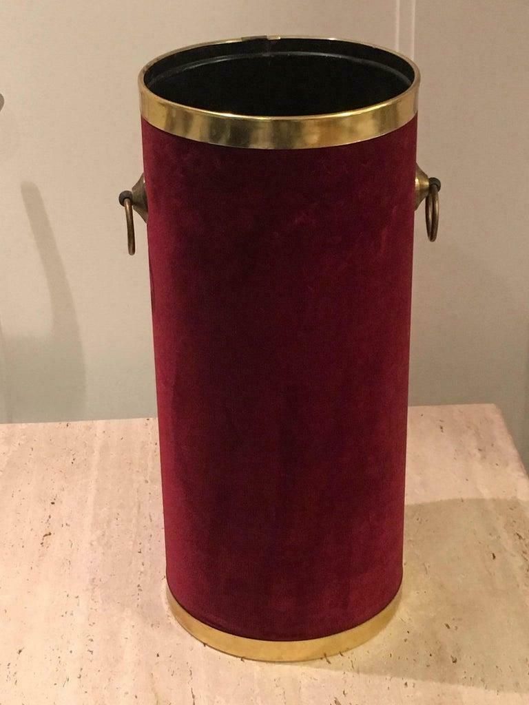 1950s Brass And Velvet Italian Umbrella Stand photo for sale