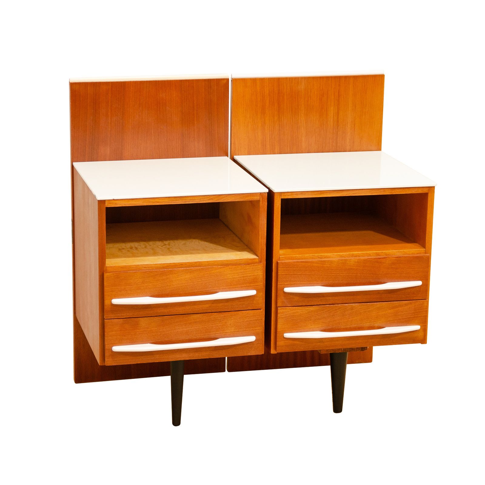 Pair Of Fully Renovated Bedside Tables By Mojmír Požár, 1960's, Czechoslovakia