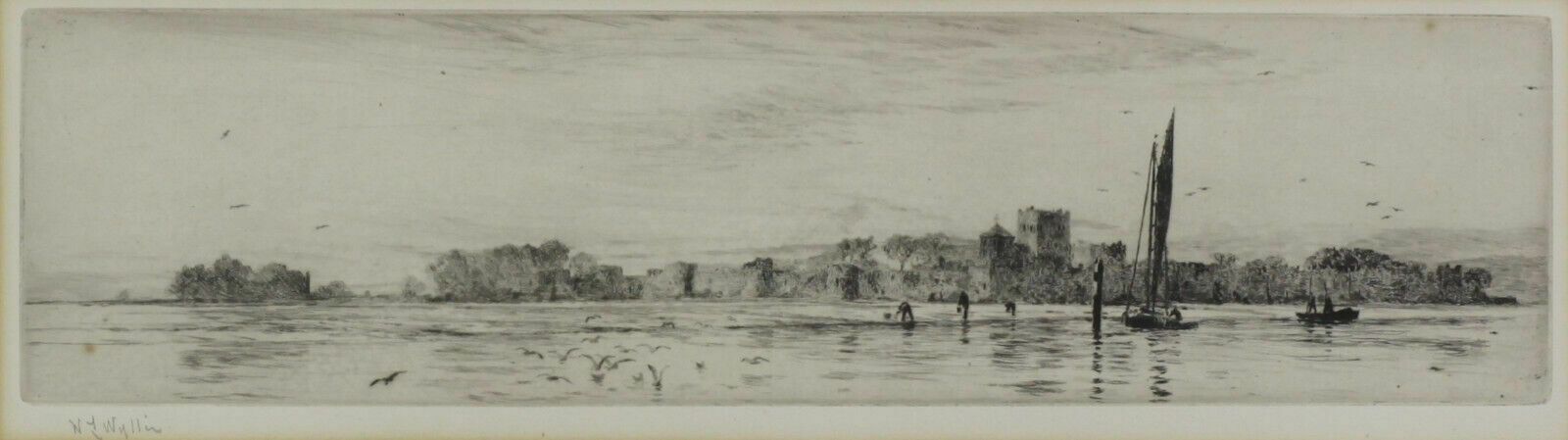 Etching By William Lionel Wyllie. Titled "Porchester" photo furniture