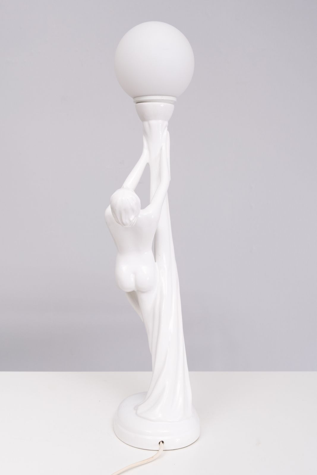 Art Deco White Ceramic Naked Woman Lamp Globe Italy 1970s photo buy