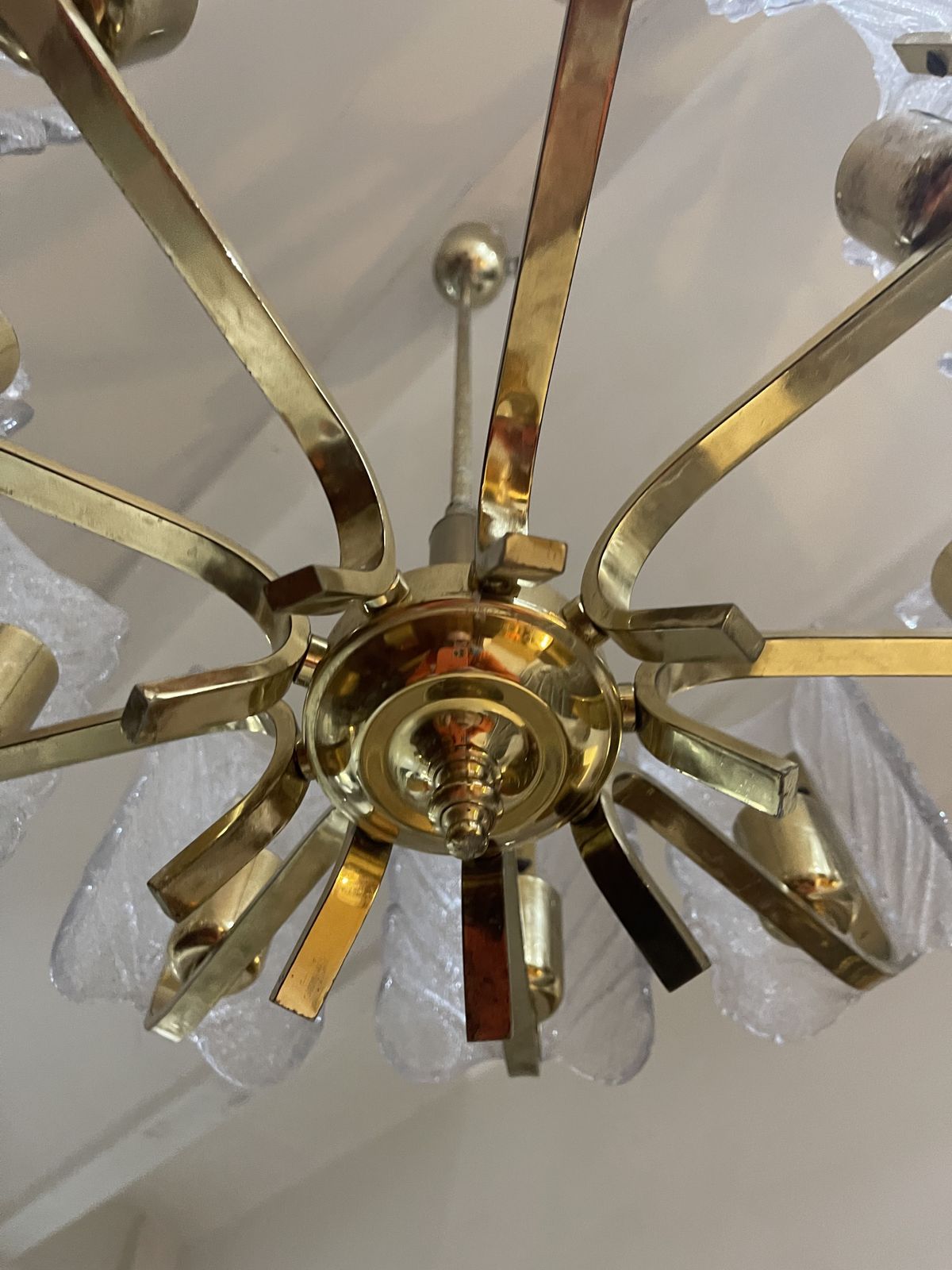 Carl Fagerlund By Orrifors Chandelier 9 Leaves Glass Murano photo furniture
