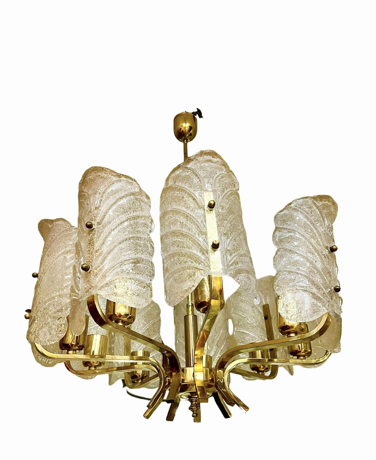 Carl Fagerlund By Orrifors Chandelier 9 Leaves Glass Murano