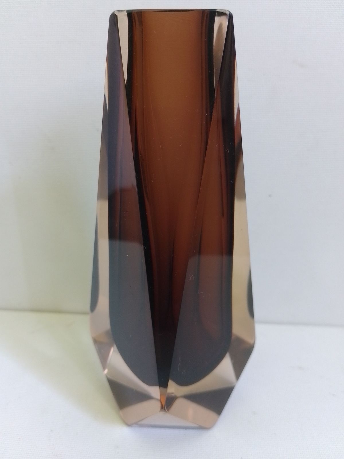 Murano  Glass Faceted Cinnamon Sommerso Vase Designed By Flavio Poli For Seguso photo furniture