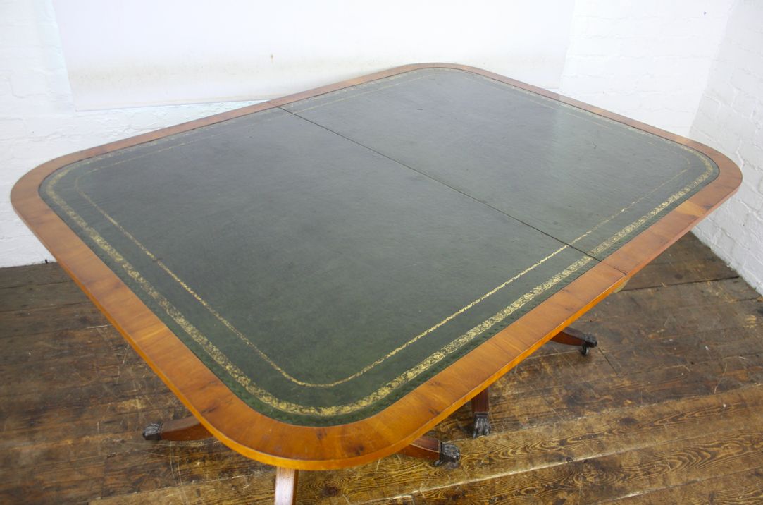 Vintage Pedestal Leather Top Table photo Furniture