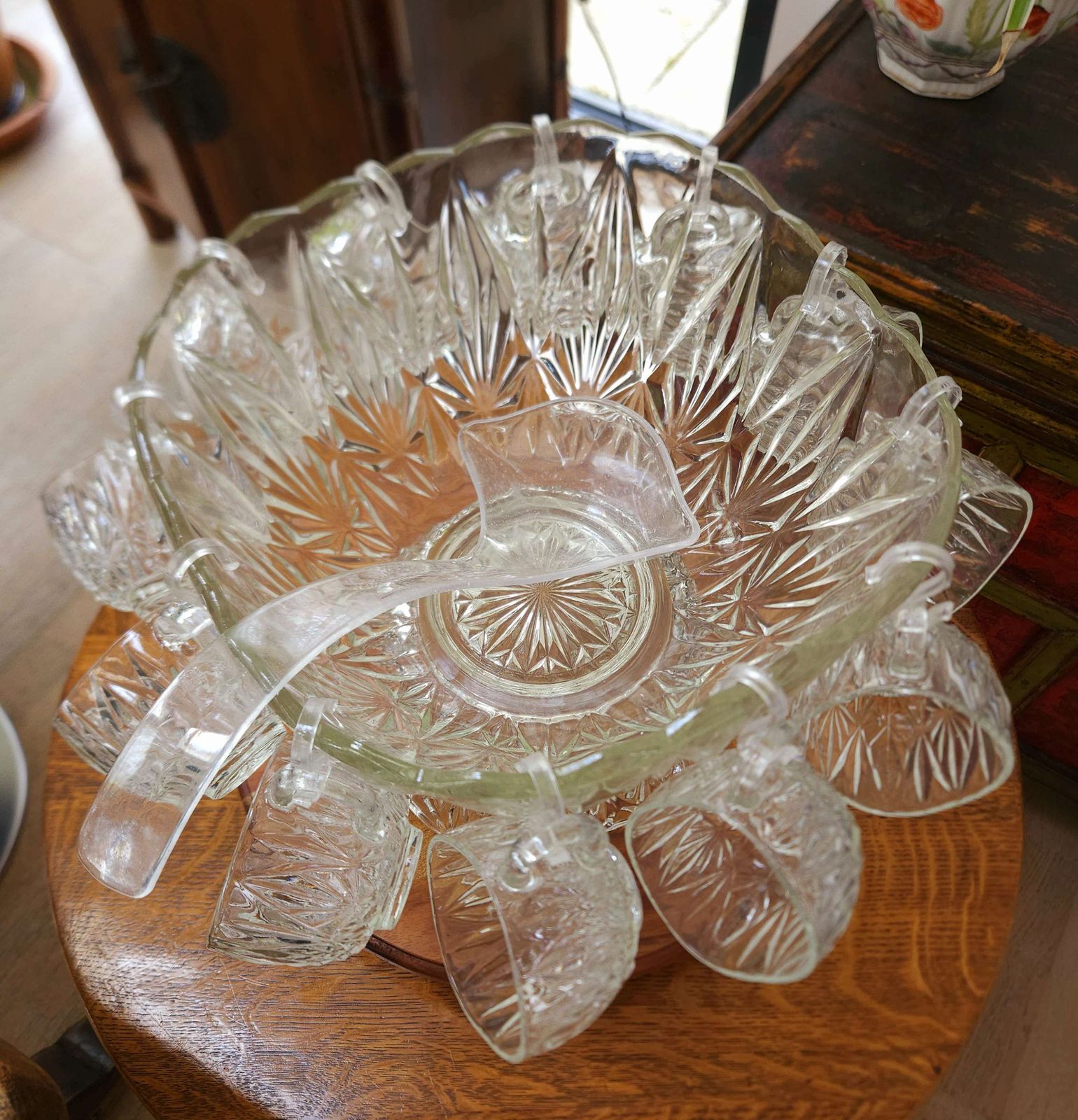 Exceptional 1950s American 27 Piece Crystal Glass Punch Set By Williamsport, USA photo 99.0