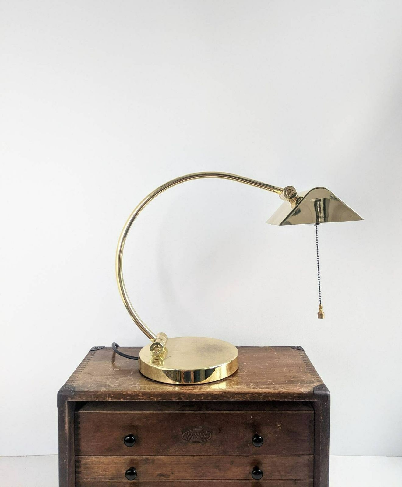 Vintage Banker's Desk Lamp In Shiny Gold photo vinterior