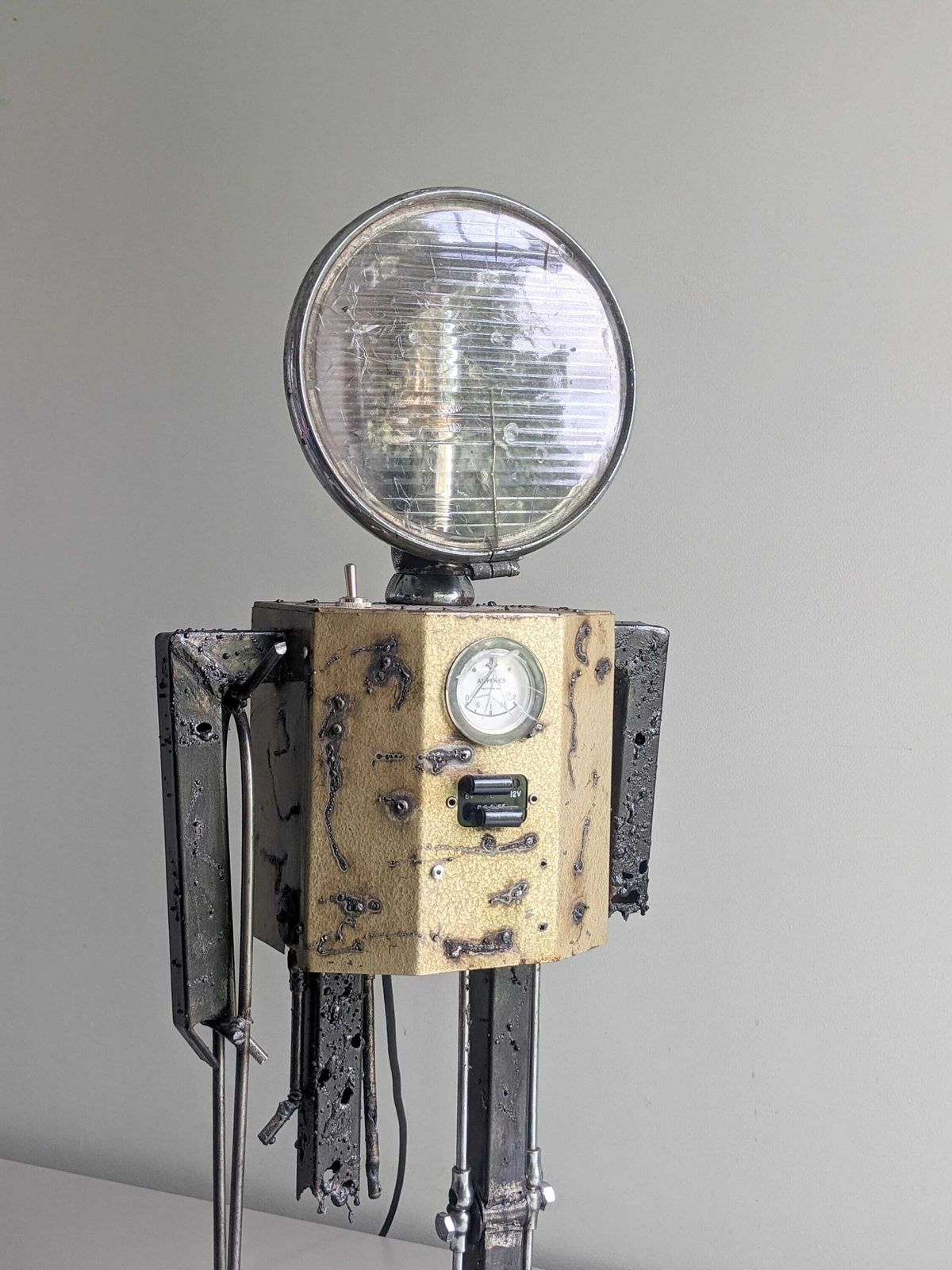 Upcycled 'Crippled' Robot Accent Floor Lamp Made Of Old Vintage Parts photo furniture