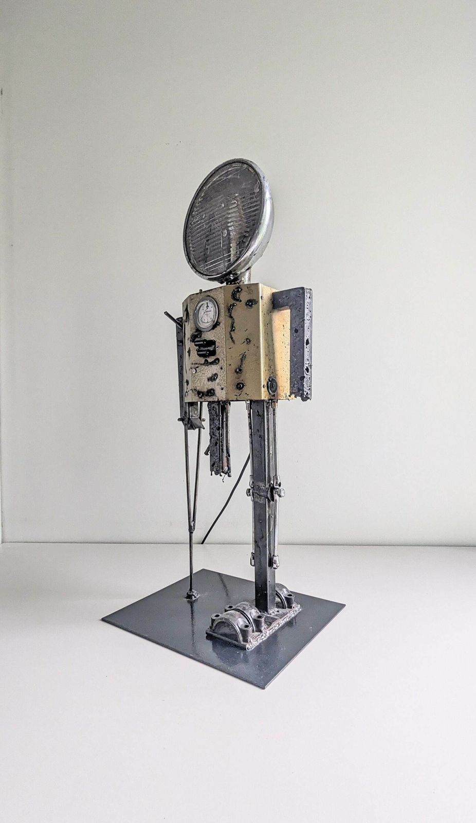 photo for sale Upcycled 'Crippled' Robot Accent Floor Lamp Made Of Old Vintage Parts