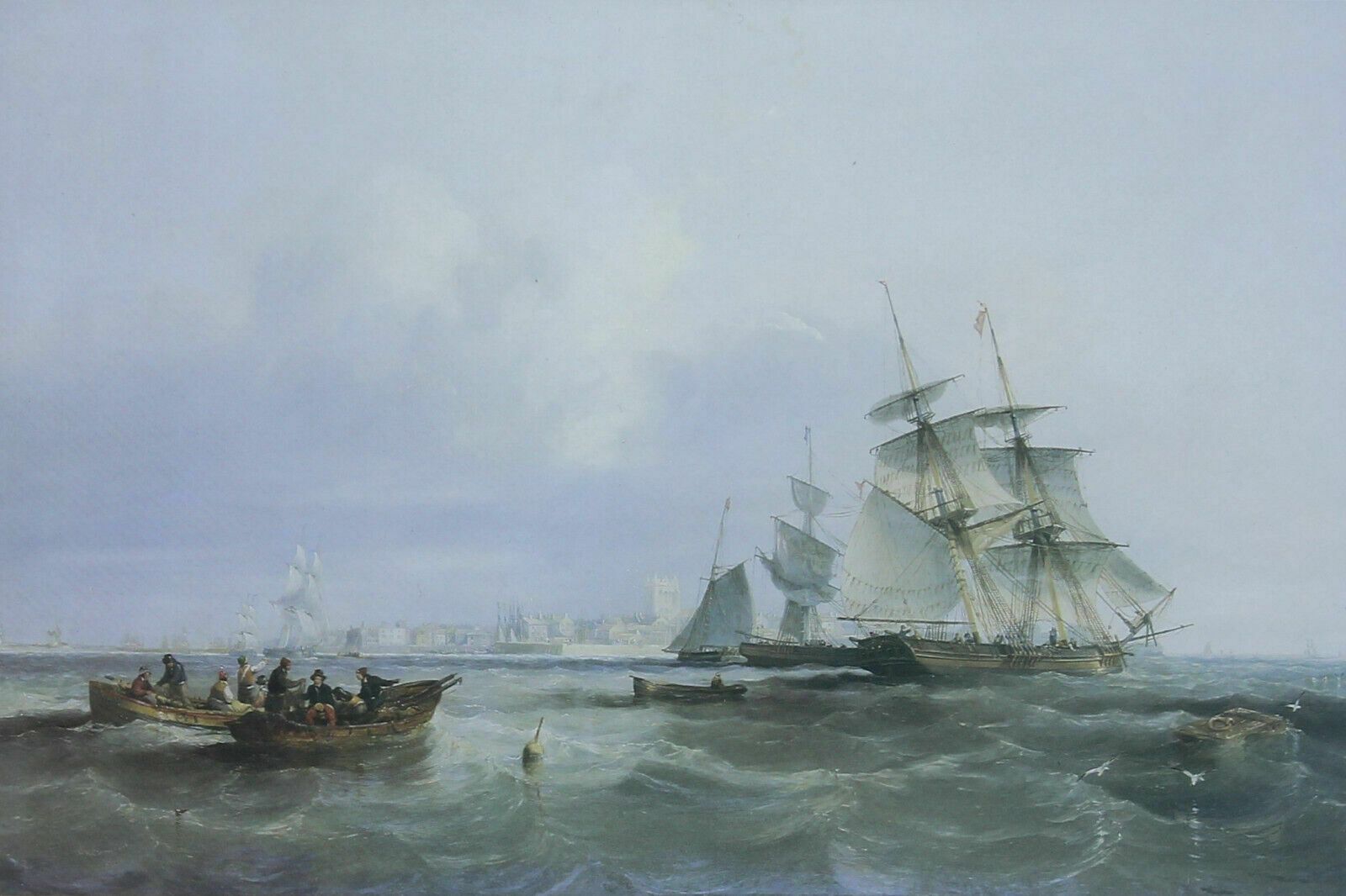 3 Prints Of Ship Scenes By John Wilson Carmichael photo furniture
