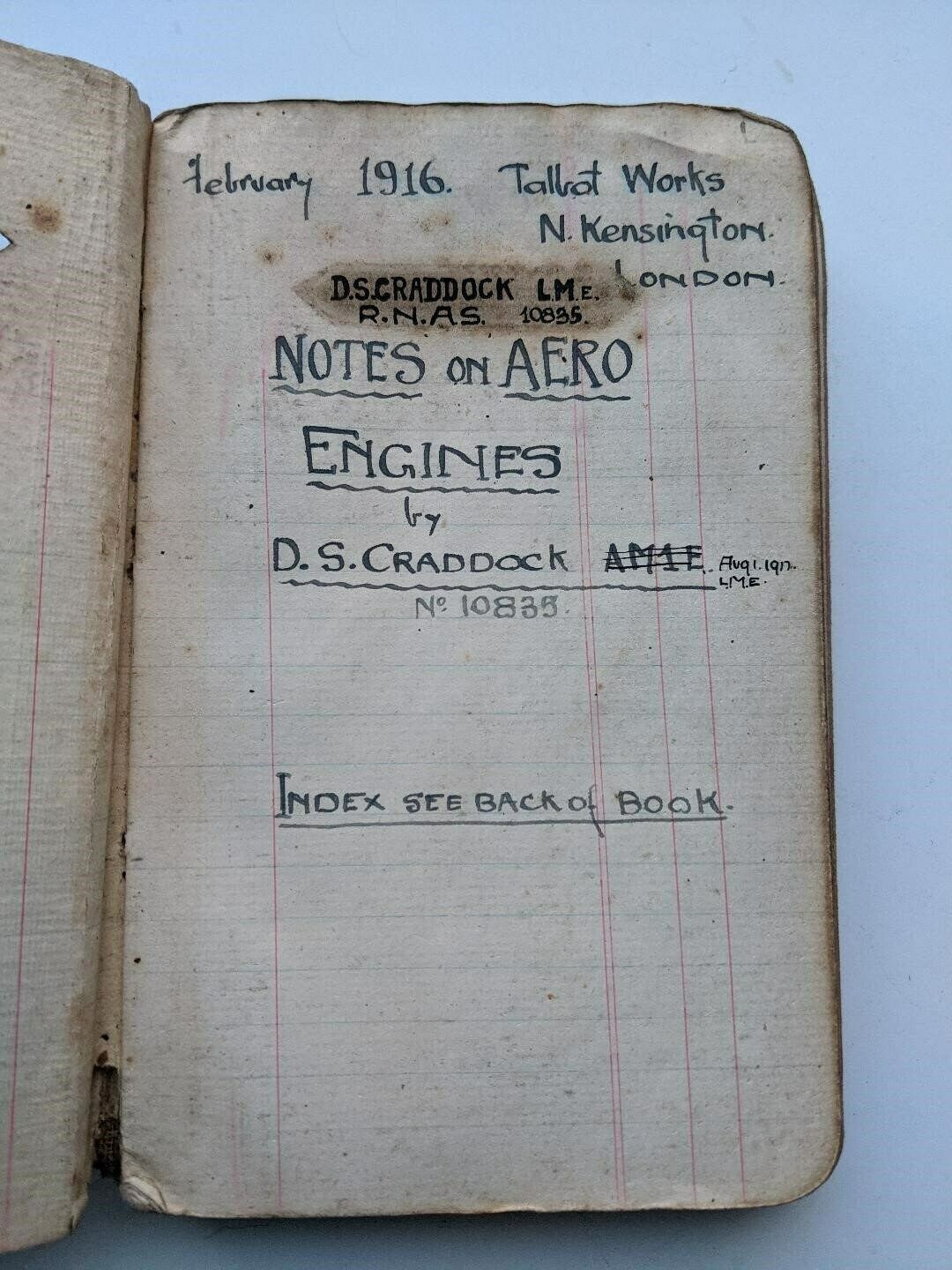 Detailed Mechanics Notebook Of Different Ww1 Engines By Leading Aero Mechanic Lme Dennis S Craddock From 1916 To 1917 photo furniture