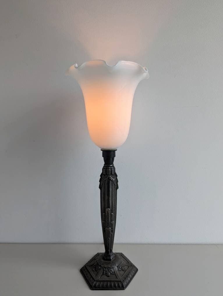 Art Deco Vintage Table Lamp, Made In France, 1930's photo for sale