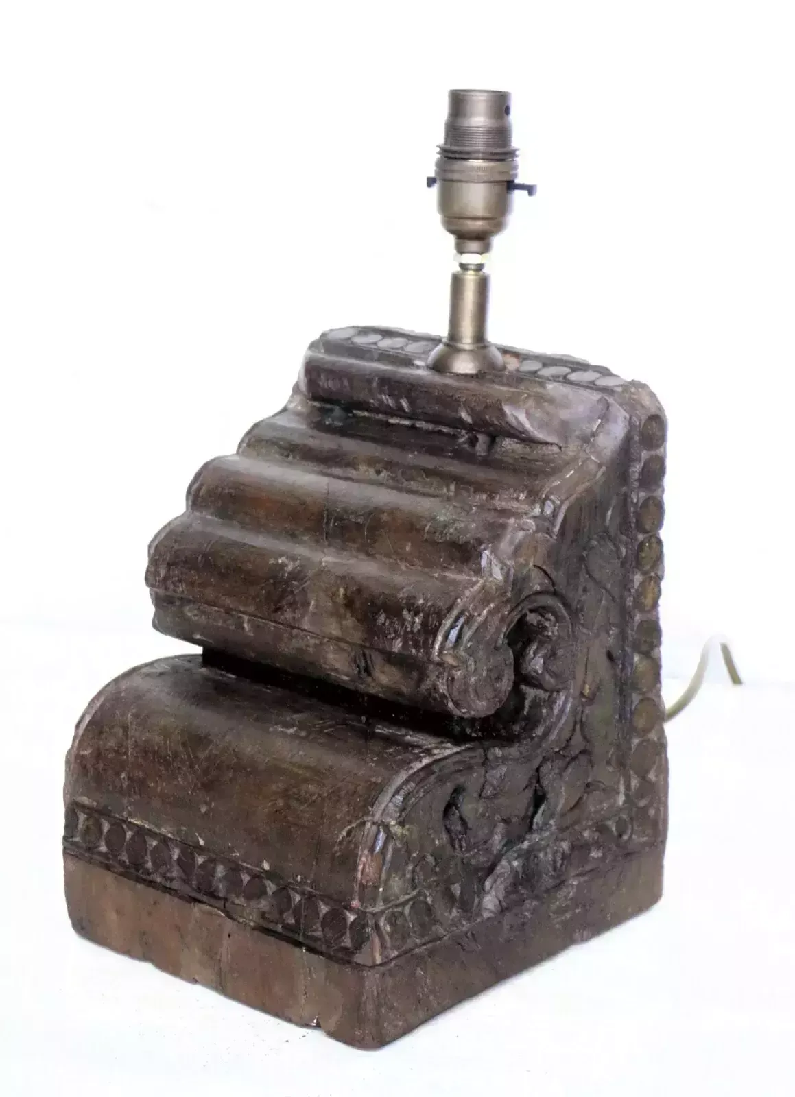 Table Lamp A Large Vintage Ethnic Wooden Handmade Asian Architectural Salvage photo Lighting