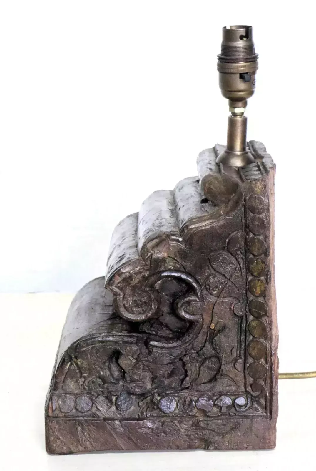 Table Lamp A Large Vintage Ethnic Wooden Handmade Asian Architectural Salvage photo buy