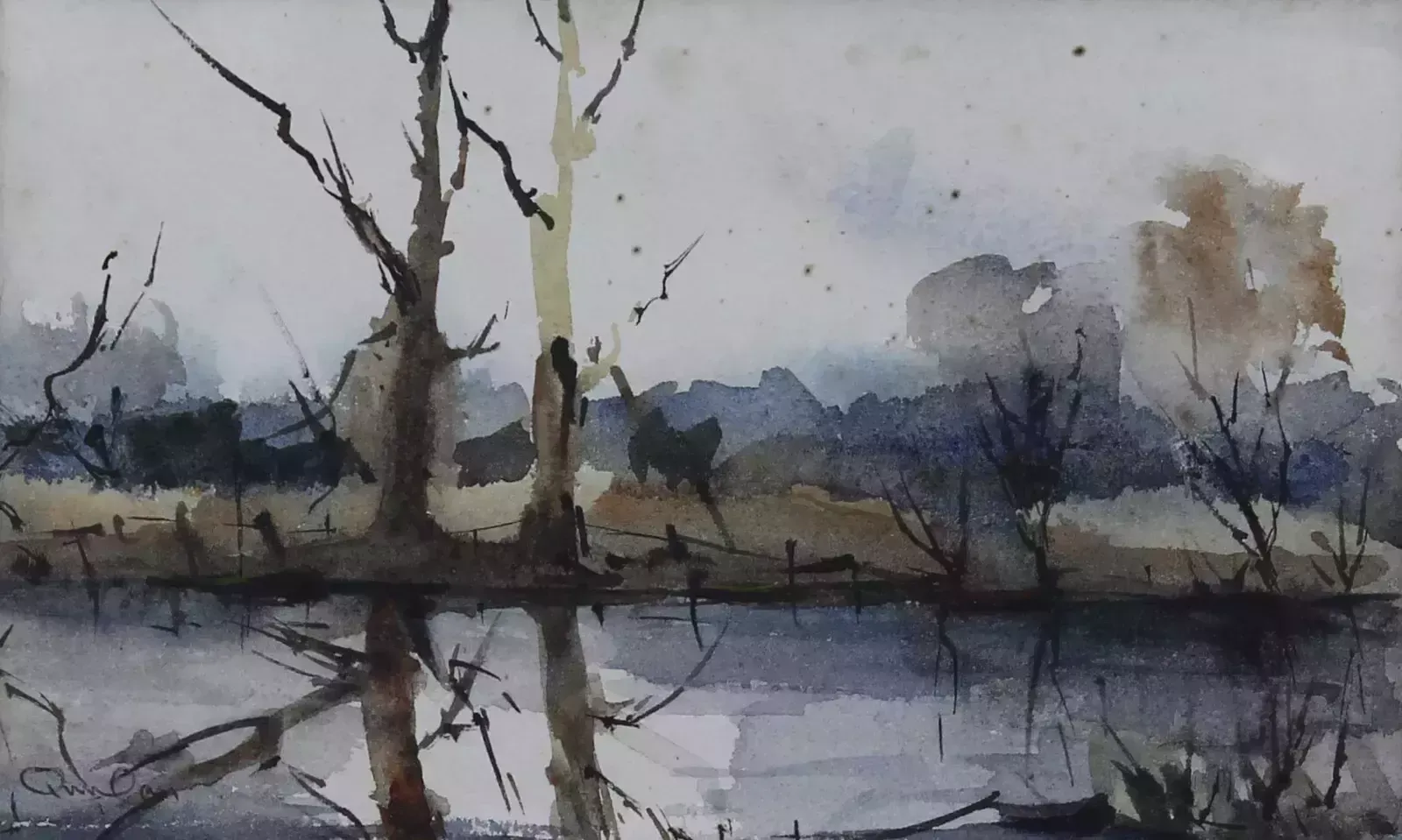 Watercolour By Florence Quinlan. Titled "Autumn On The Isis" photo furniture