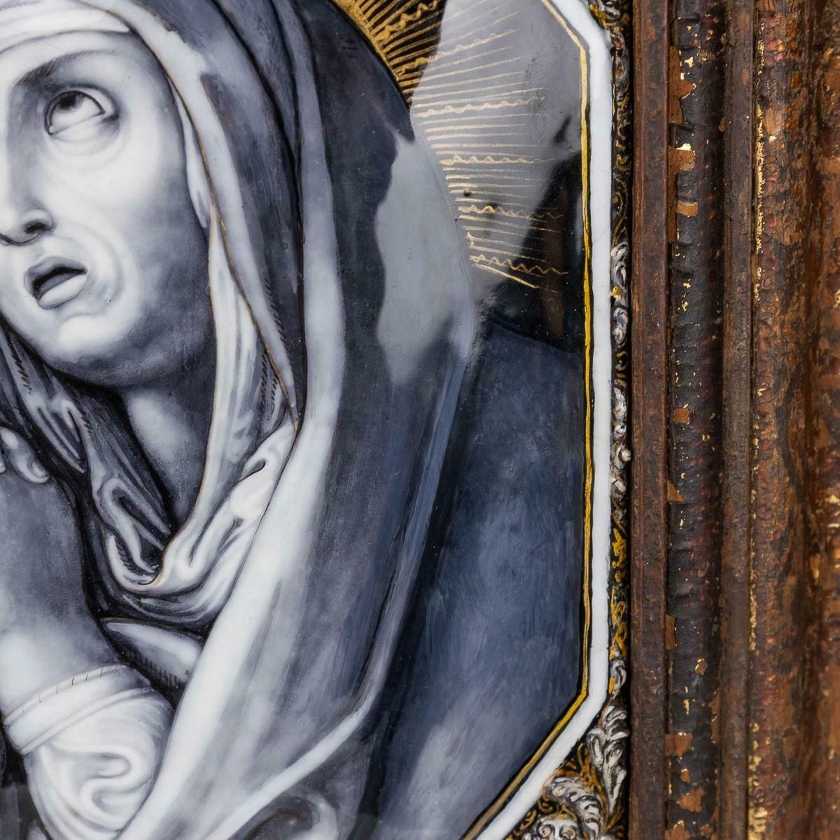 Antique 17th Century Limoge Signed Plaque Of A Madonna Praying photo Art