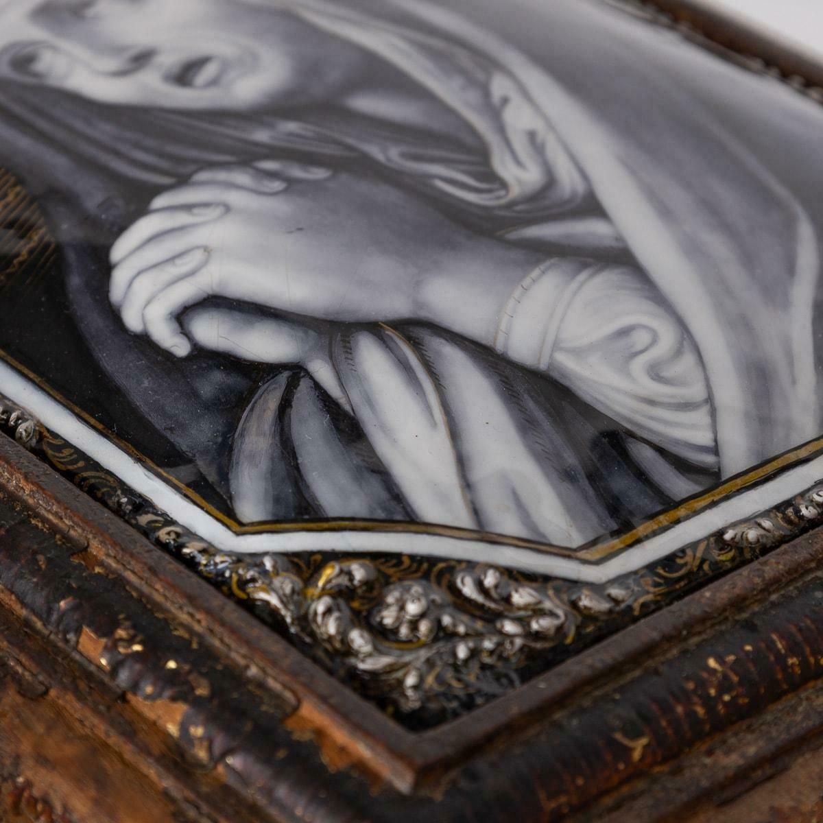 Art Antique 17th Century Limoge Signed Plaque Of A Madonna Praying photo